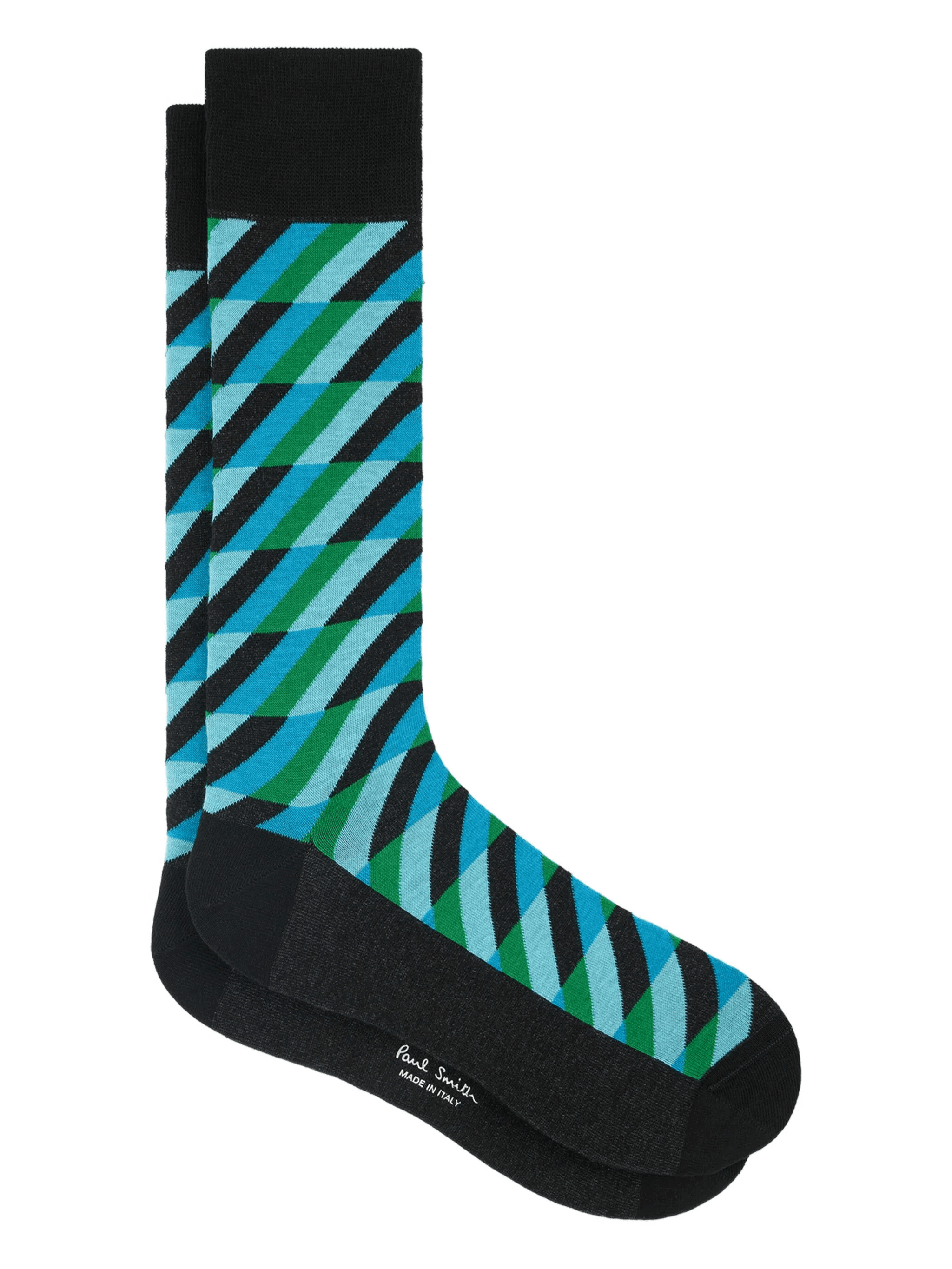diagonal-striped cotton socks - Image 1
