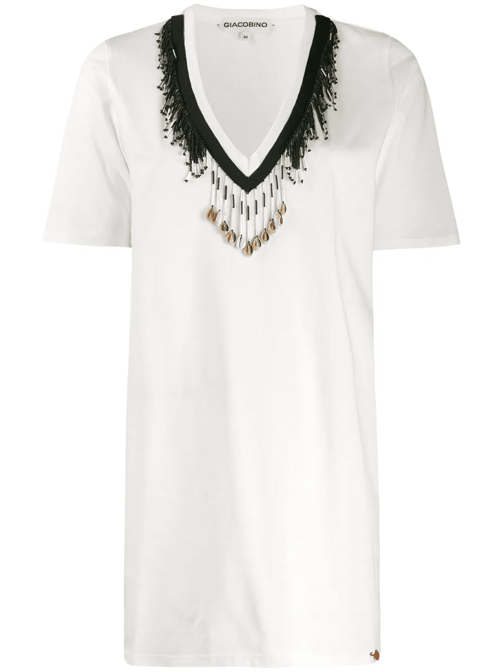 bead embellished T-shirt - Image 1