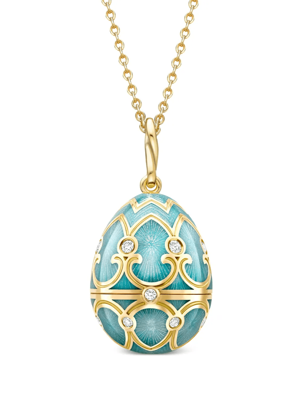 18kt yellow gold Heritage Hen Surprise diamond locket necklace - Image 1