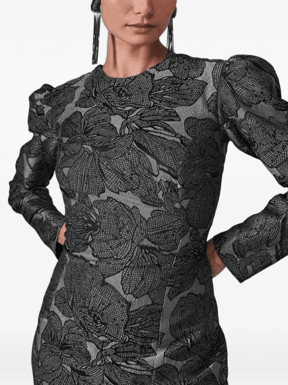 Camile puff-sleeve floral-pattern dress - Image 1
