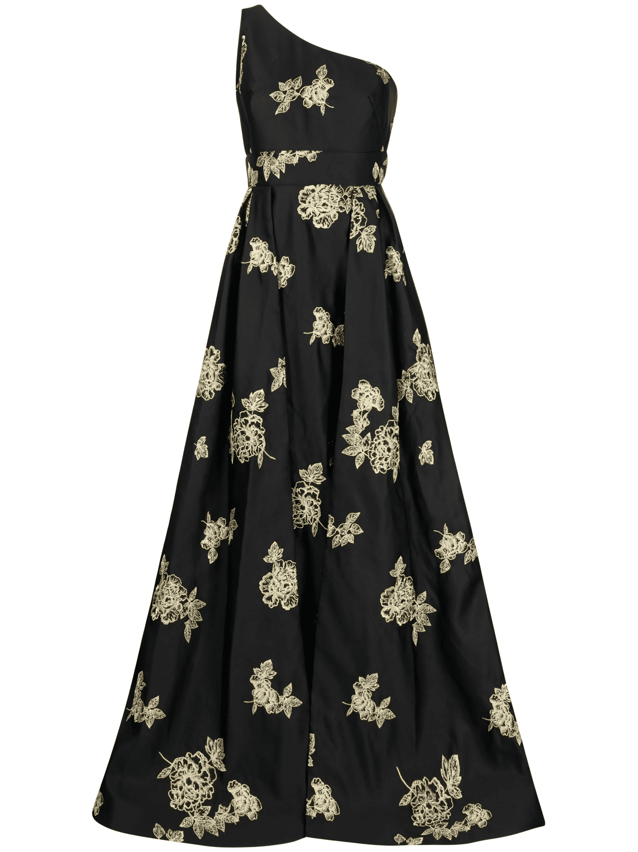 floral-embroidered one-shoulder gown - Image 1