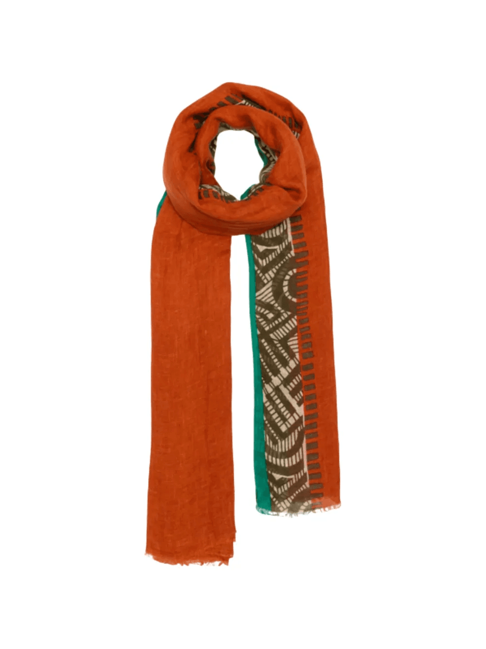 Equinox geometric-print frayed scarf - Image 1