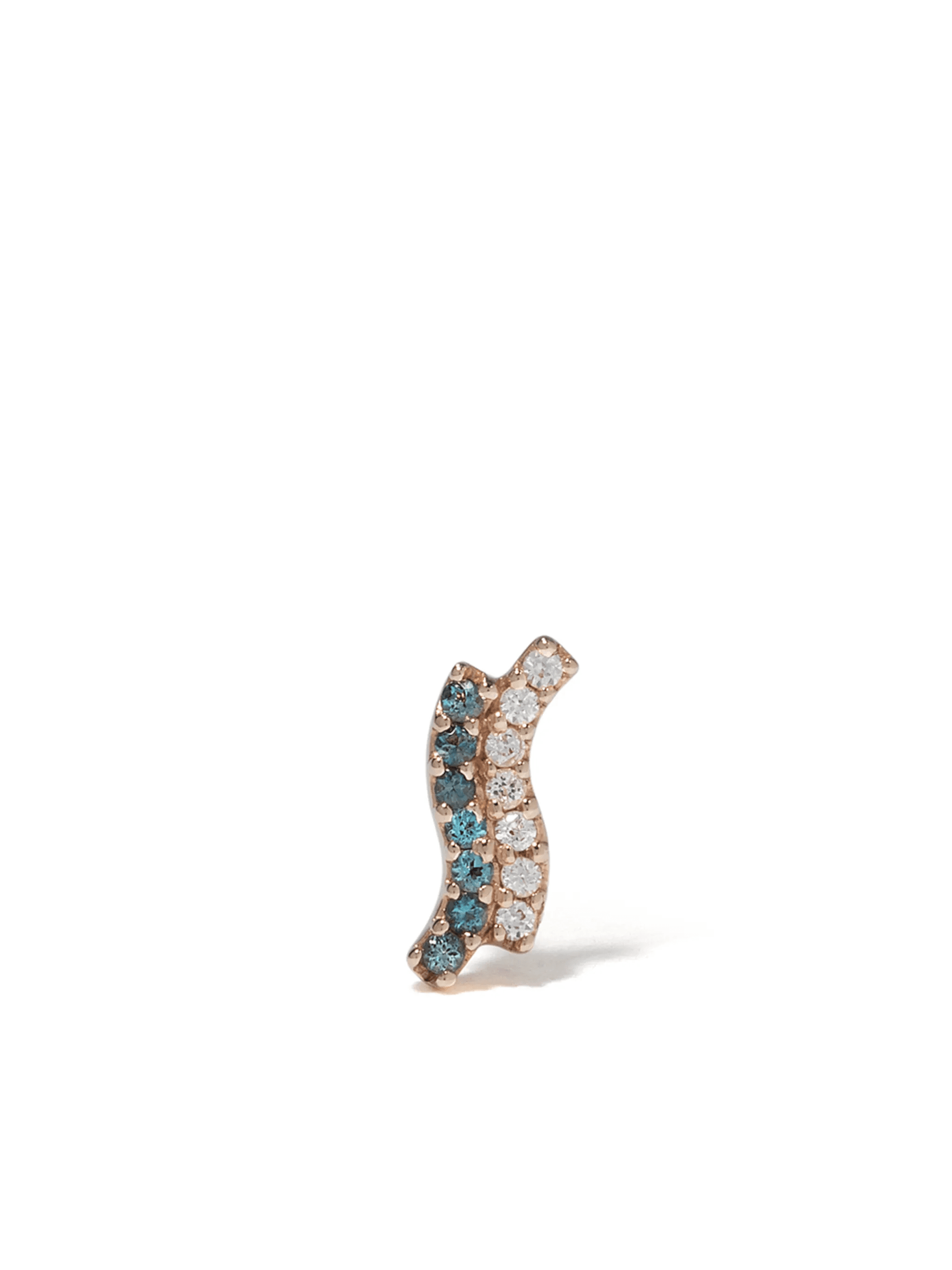 14kt yellow gold Wave blue sapphire and diamond stud - Image 1