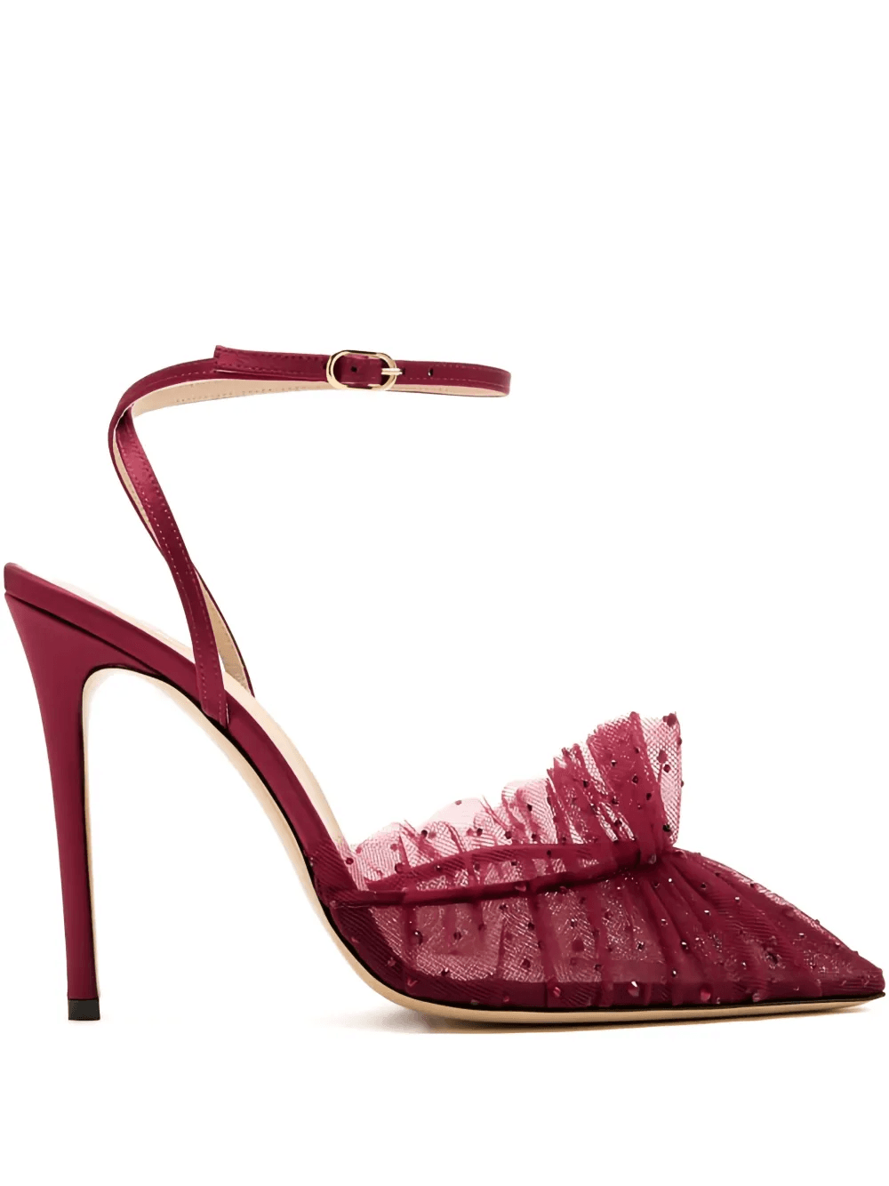 105mm Franca Sparkle embellished ruffled pumps - Image 1