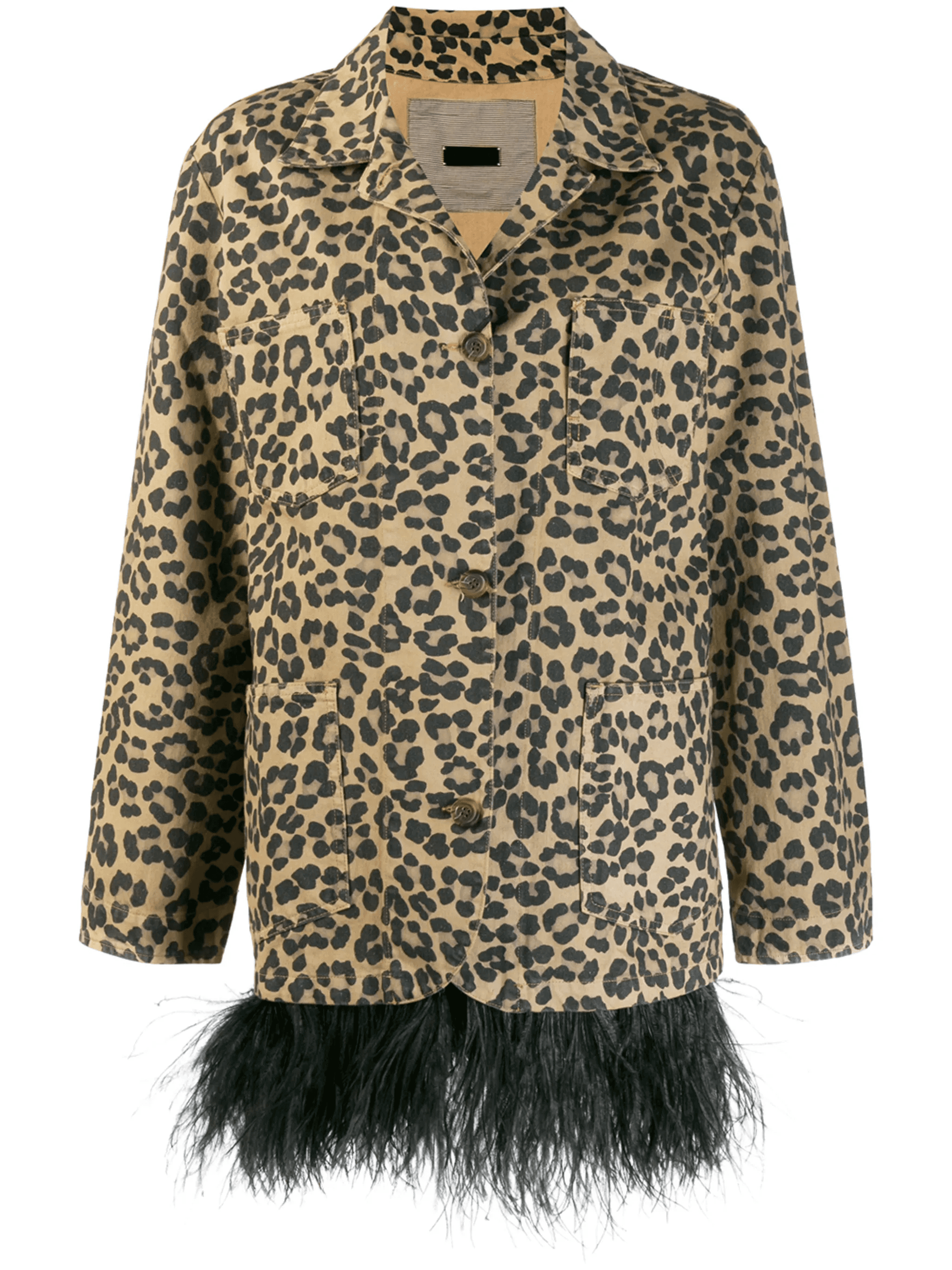 feather trim leopard print coat - Image 1