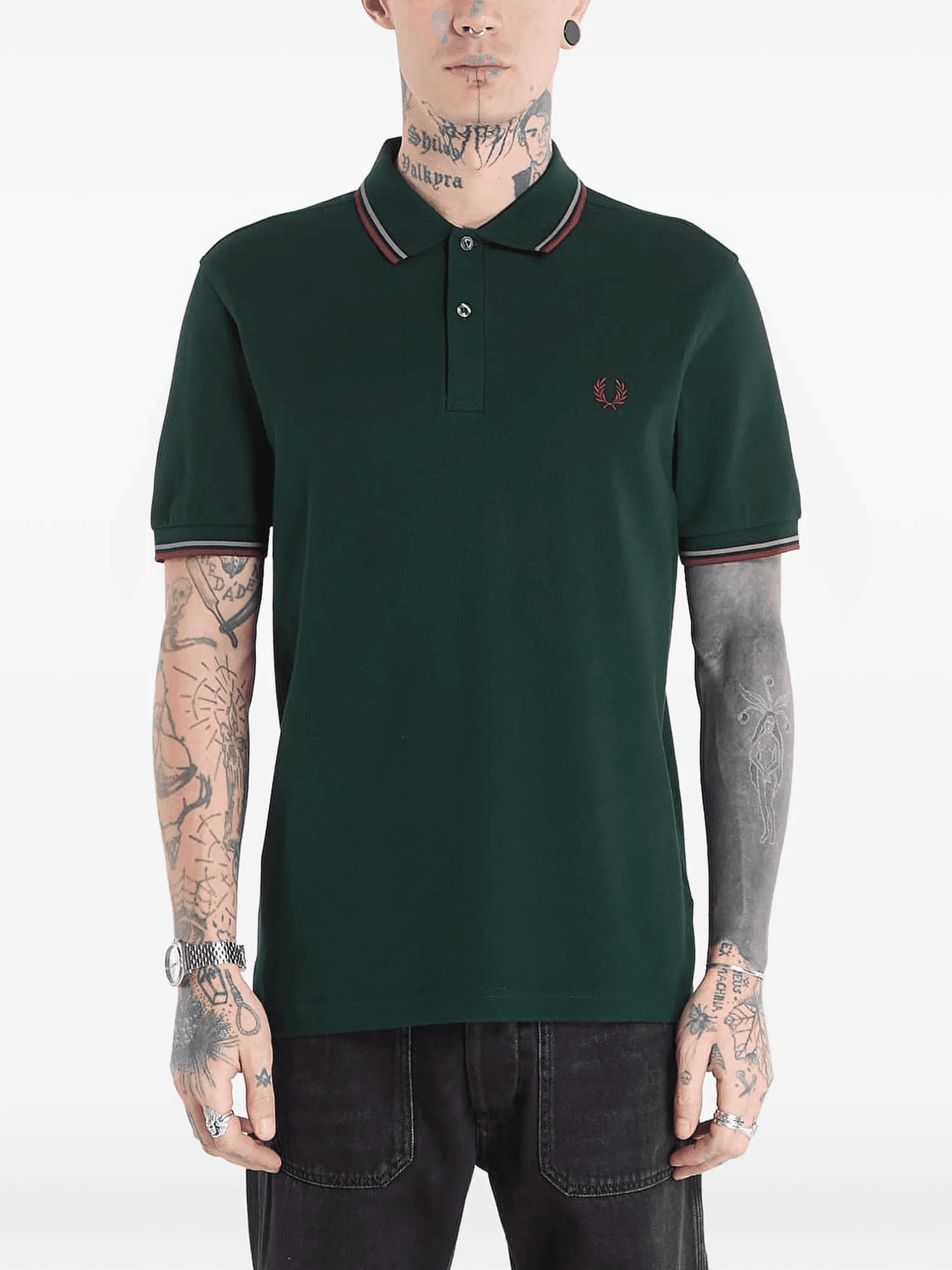 striped-trim polo shirt - Image 1