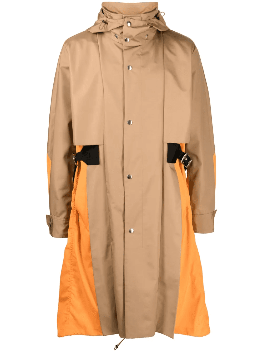 taffeta detachable-hood midi coat - Image 1