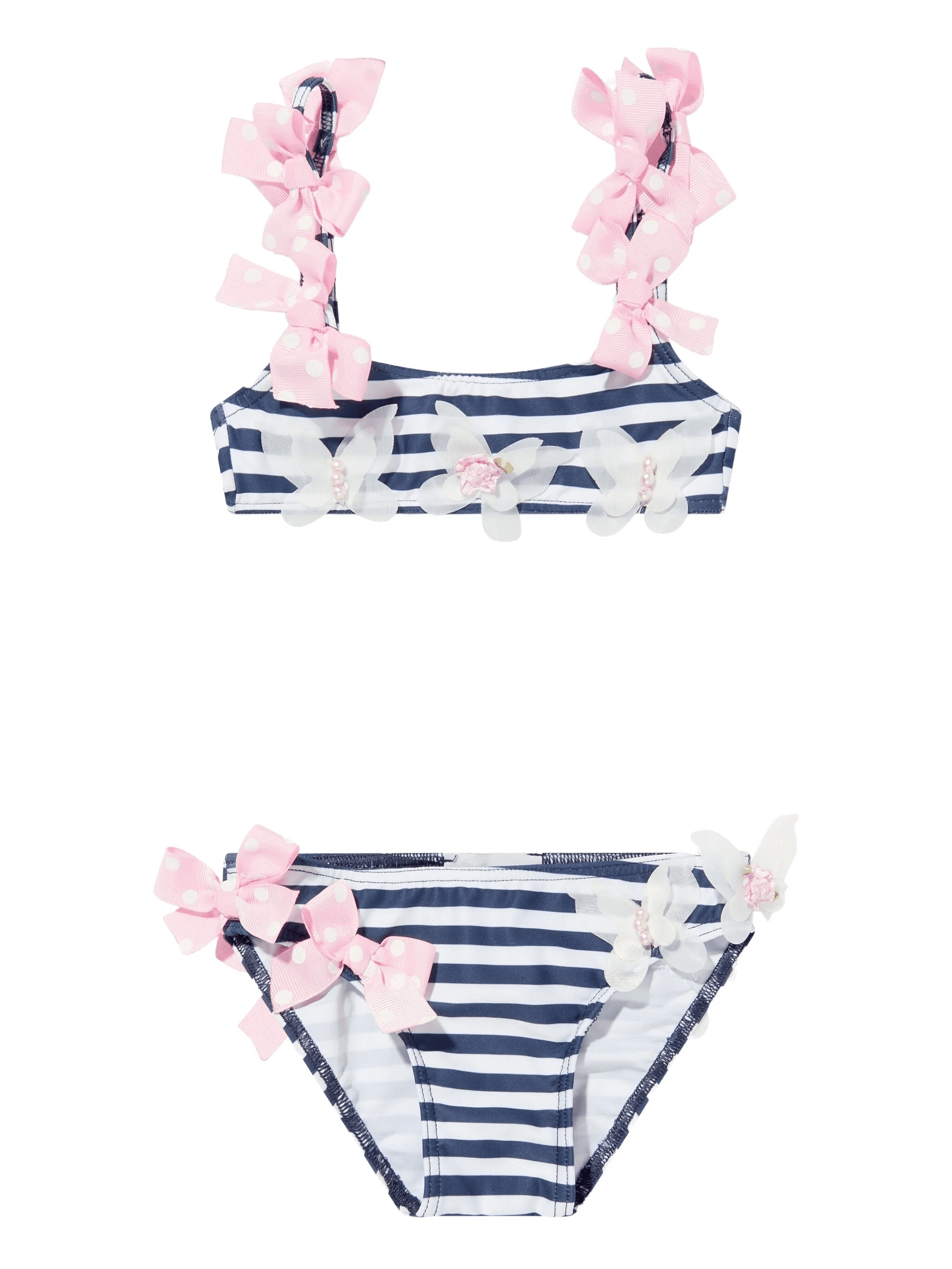 bow-embellished striped bikini - Image 1