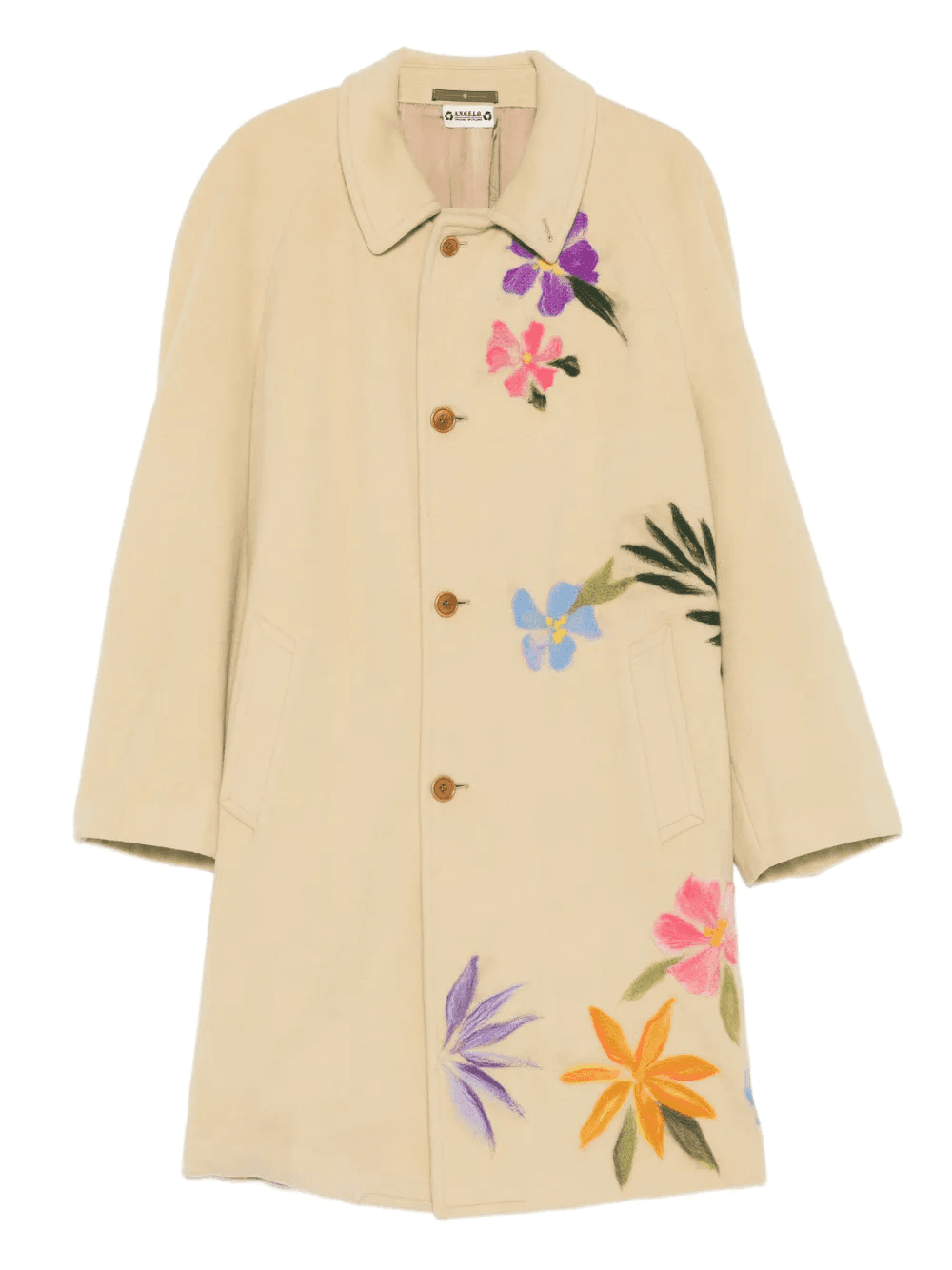 floral-details single-breasted coat - Image 1