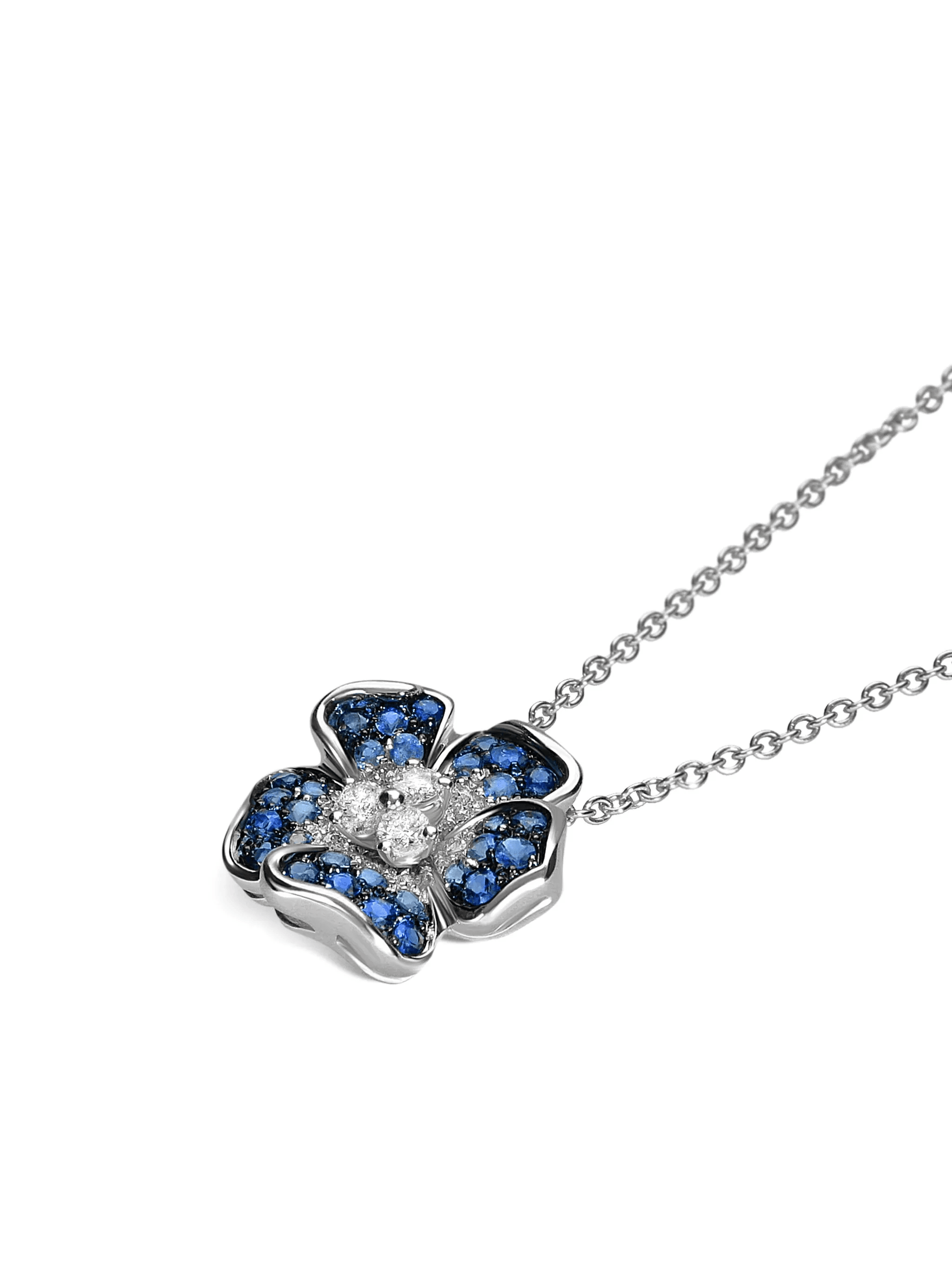 18kt white gold Flora diamond and sapphire necklace - Image 1