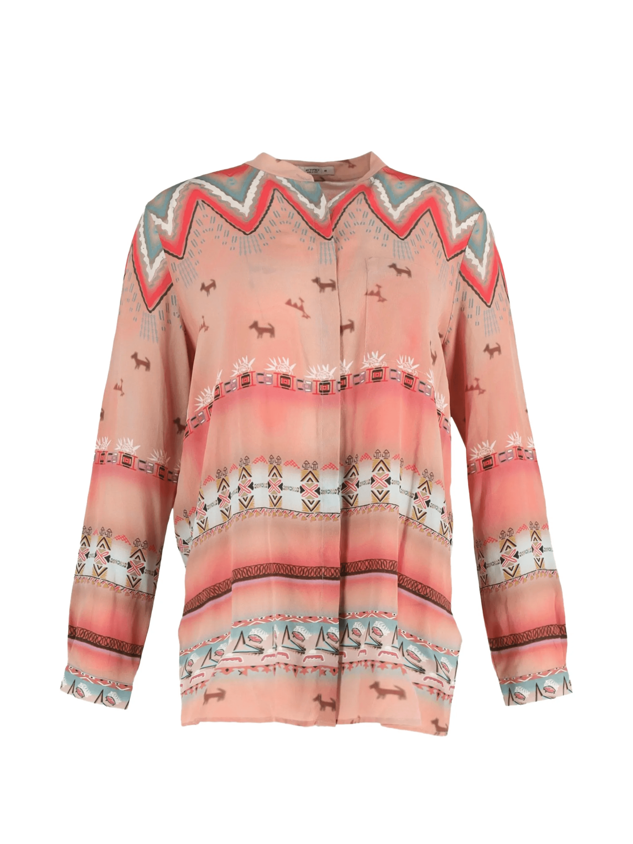 printed long-sleeve blouse - Image 1
