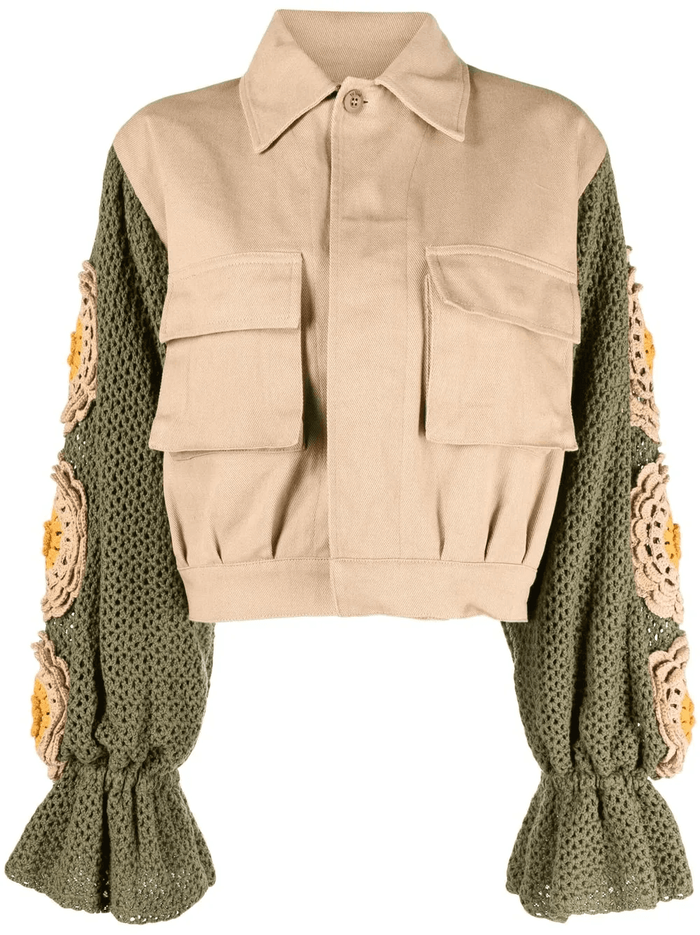 knit-sleeve cropped jacket - Image 1