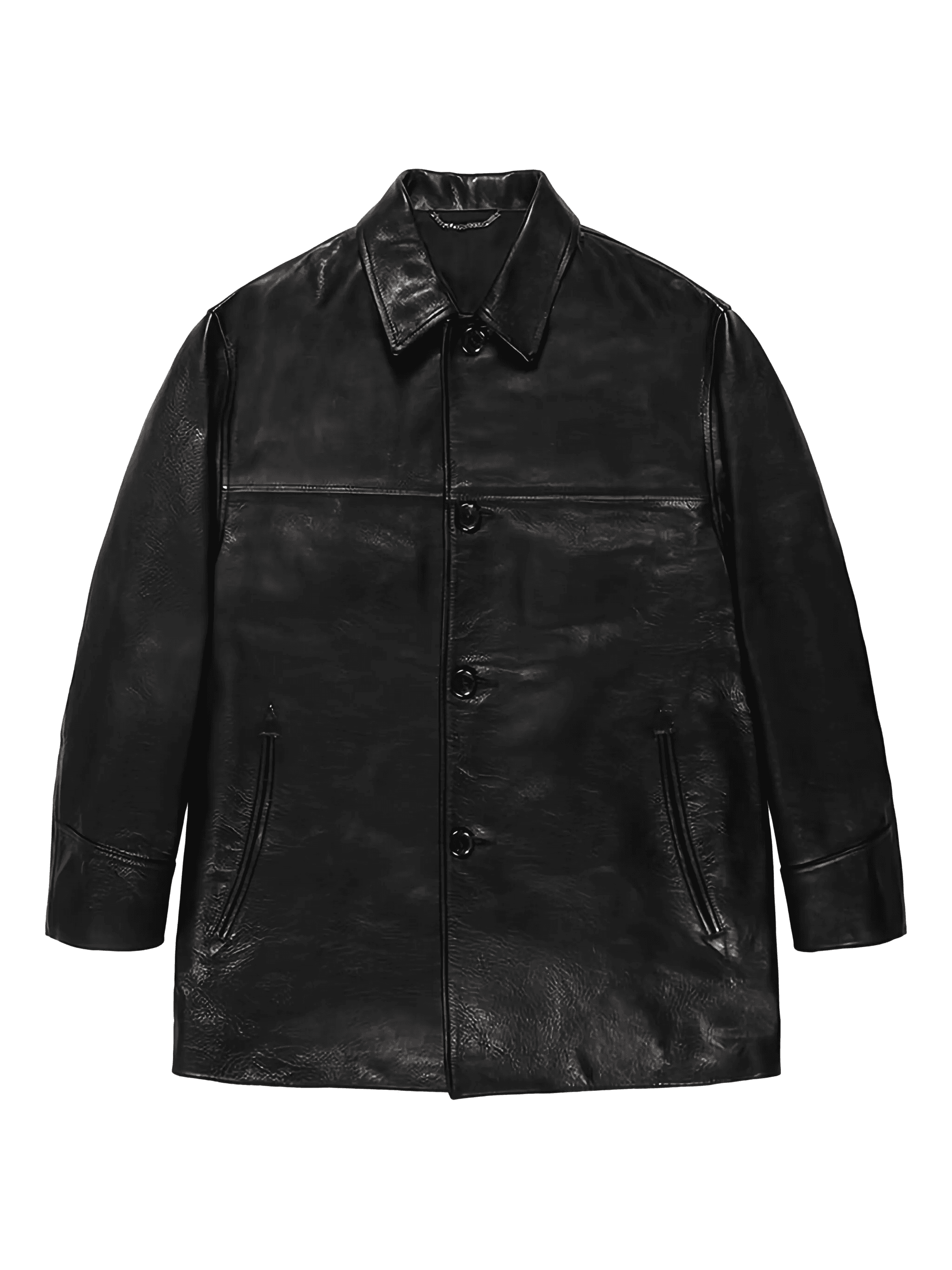 button-fastening leather jacket - Image 1
