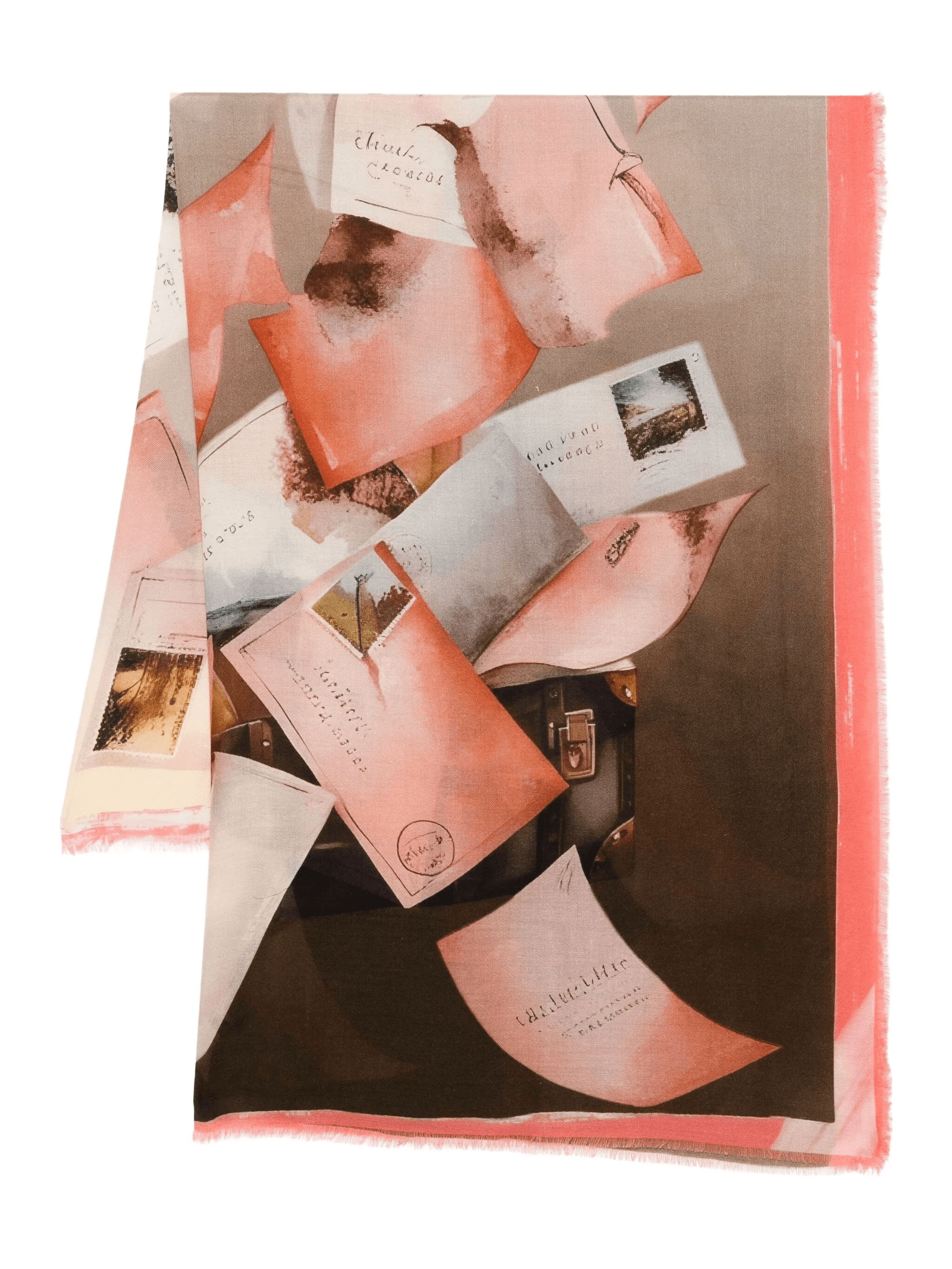 letter-print fringed scarf - Image 1