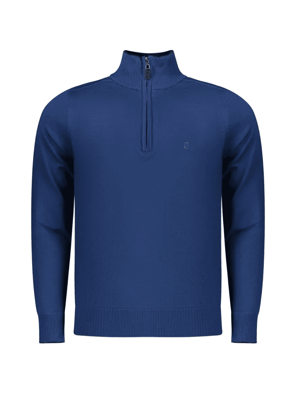 zip-neck fine-knit sweater - Image 1