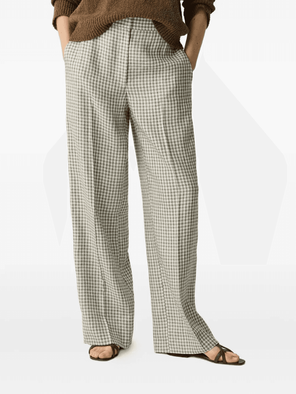 gingham-check straight-leg trousers - Image 1