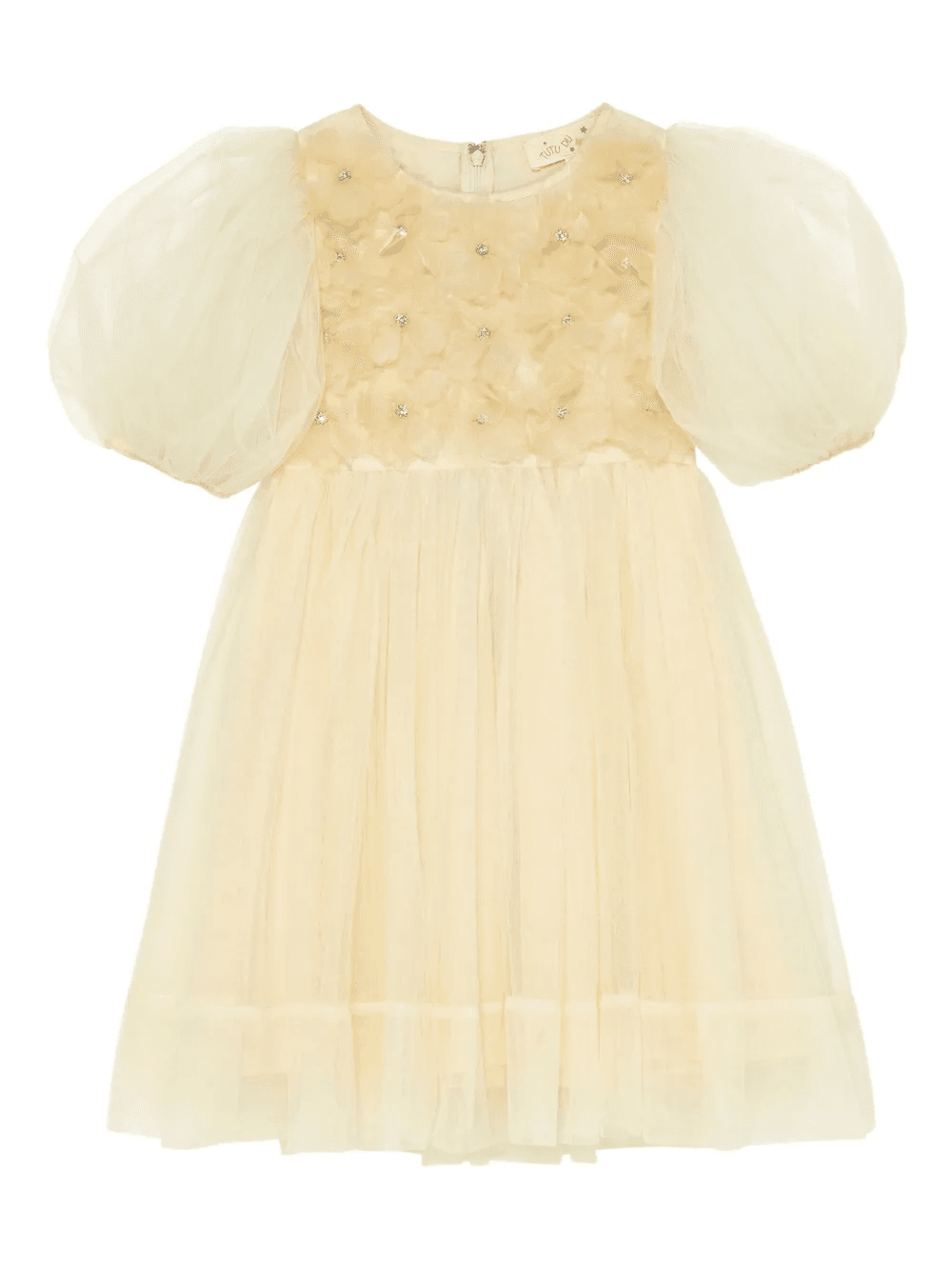 Camellia balloon-sleeve flower-embellished dress - Image 1