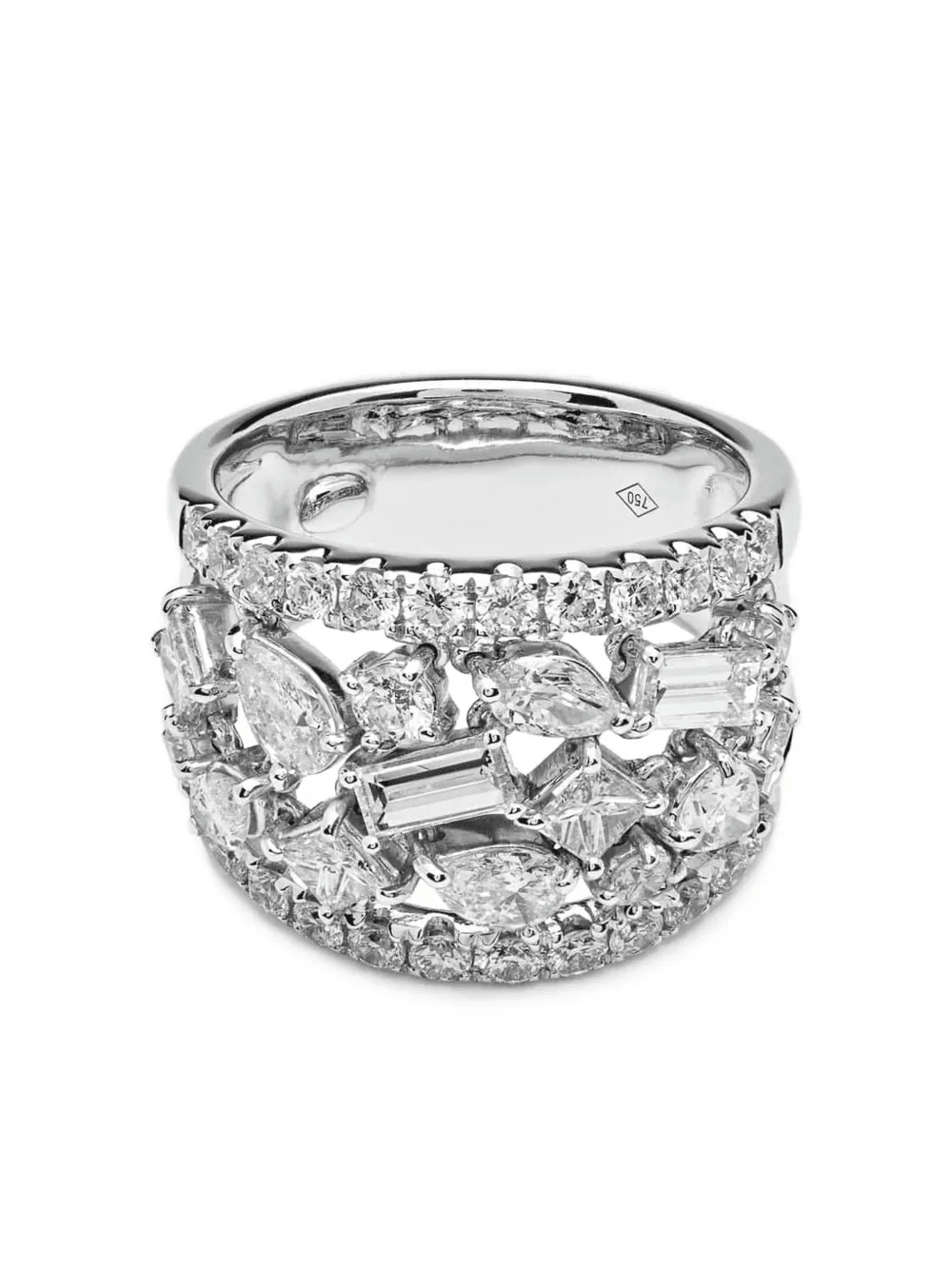 18K white gold diamond cocktail ring - Image 1