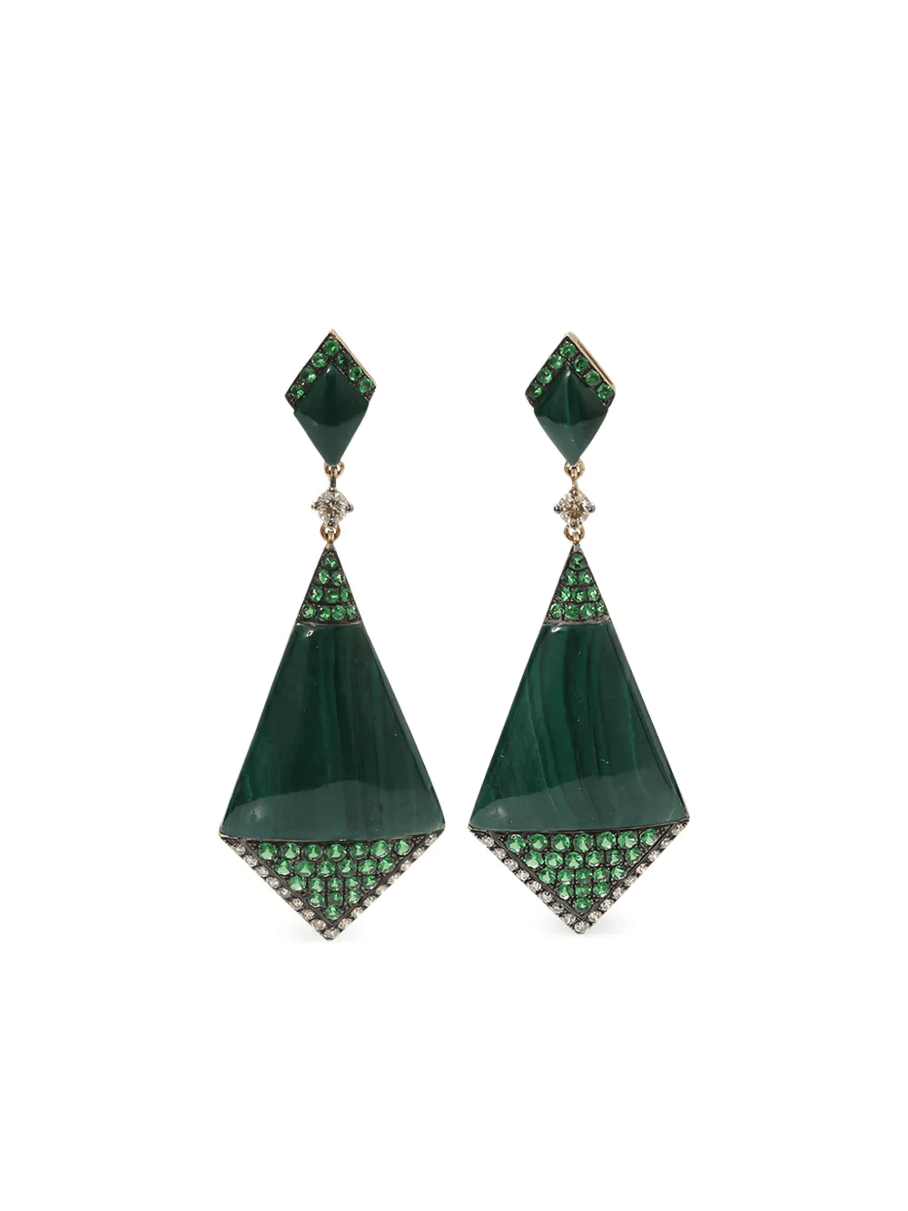 18kt yellow gold Shield Malachite earrings - Image 1