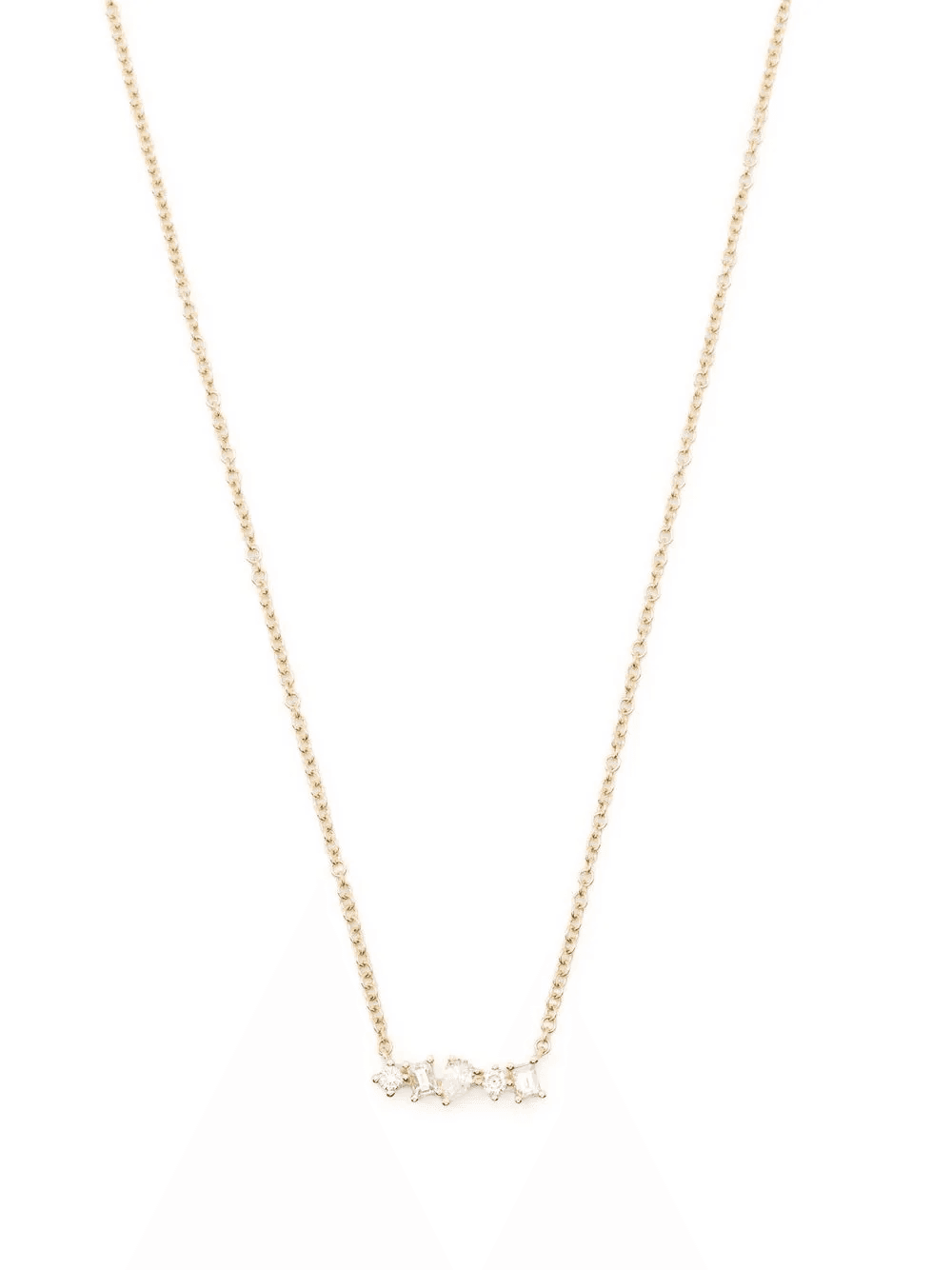 14kt yellow gold mini diamond bar necklace - Image 1