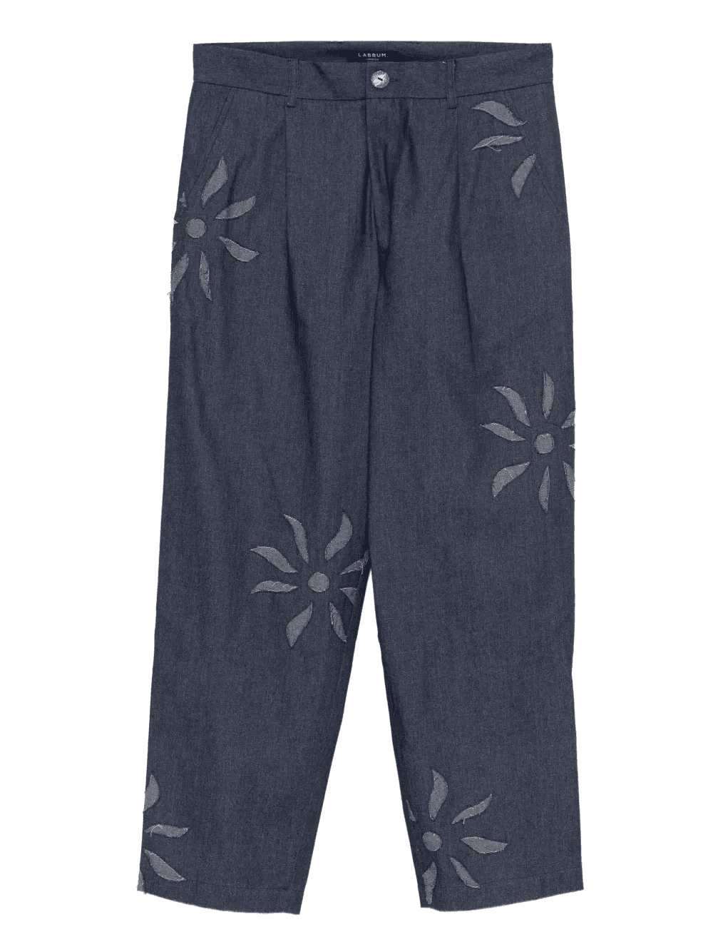 floral-embellished high-waisted trousers - Image 1