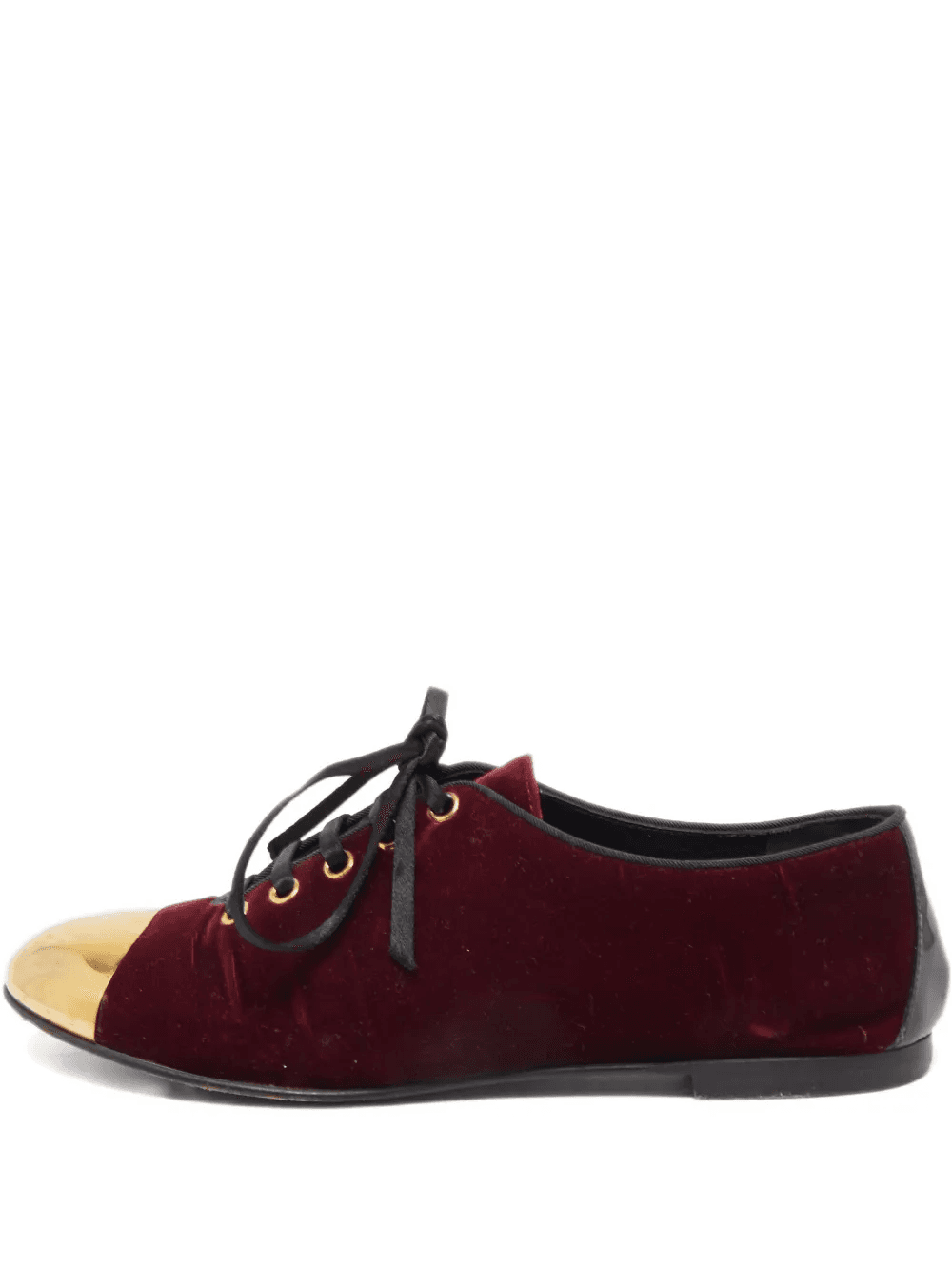 lace-up velvet cap-toe shoes - Image 1