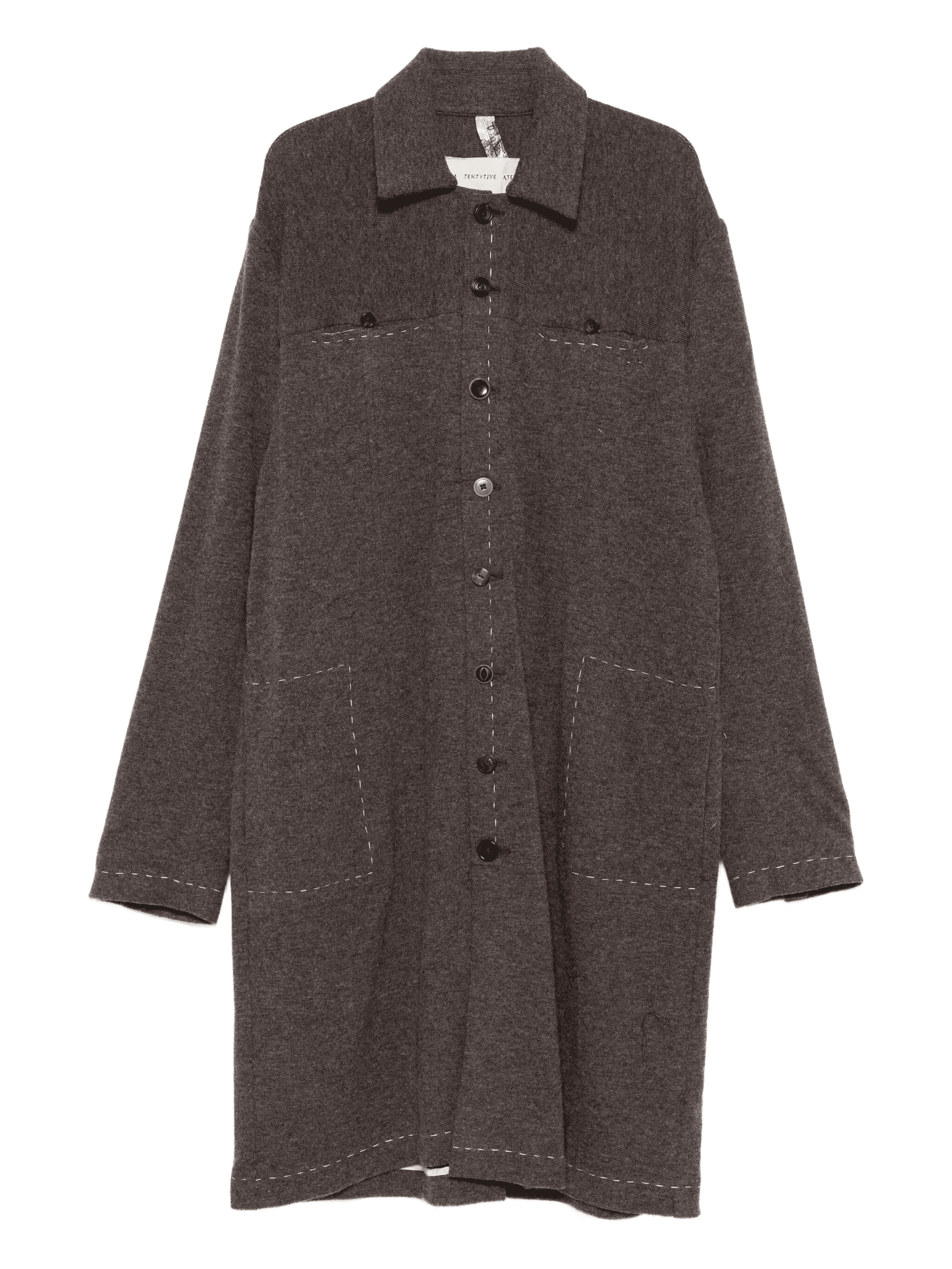 stitch-detail button-up coat - Image 1
