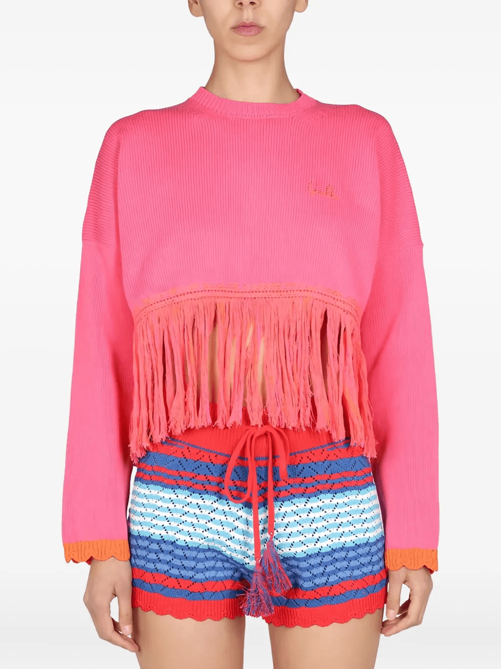 fringed long-sleeves sweater - Image 1