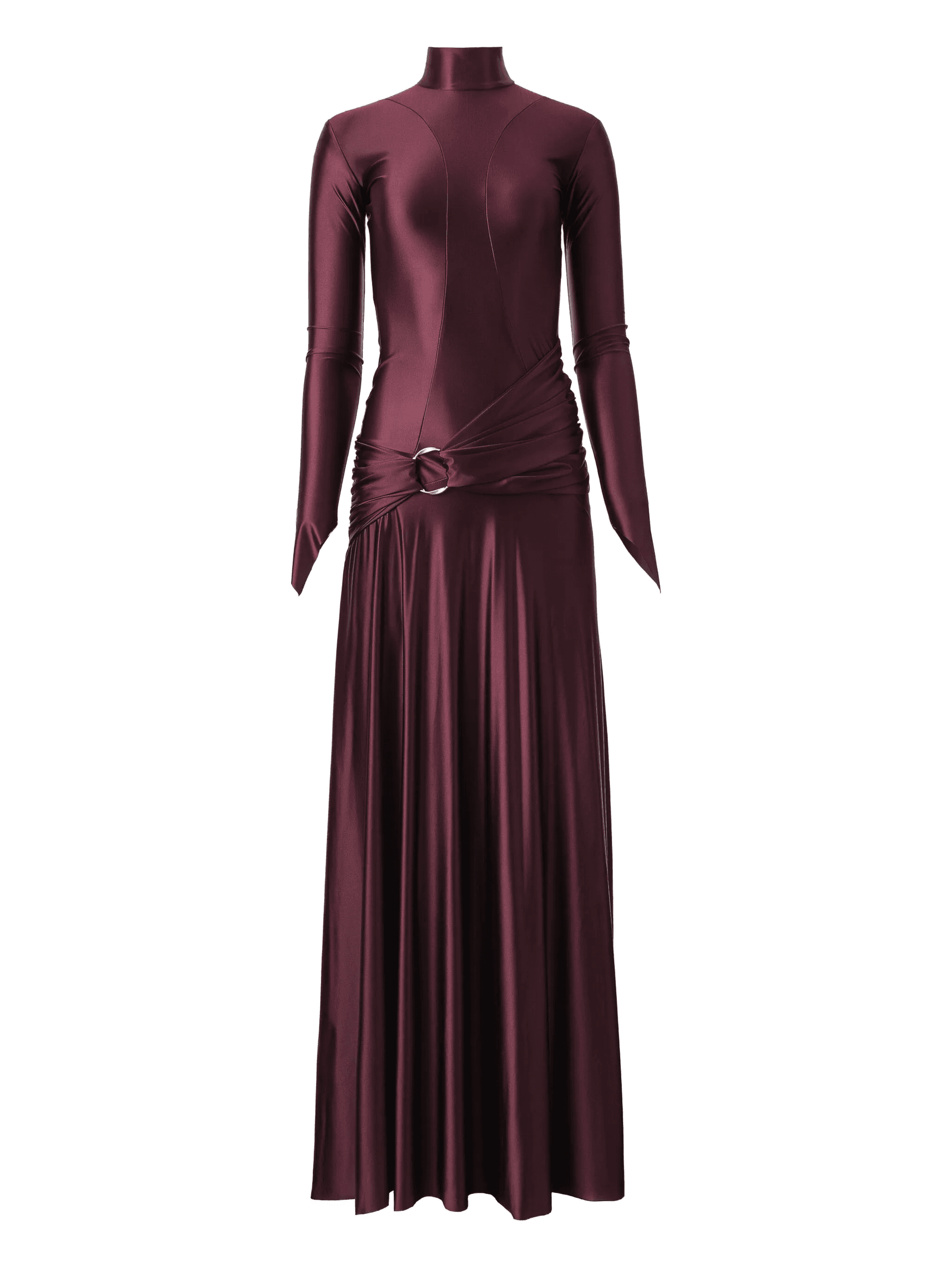 Plum Velvet high-neck draped maxi dress - Image 1