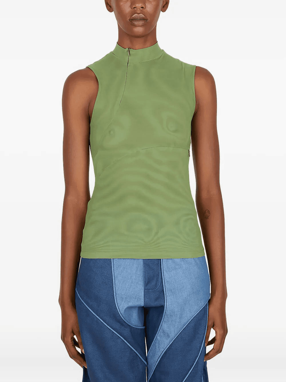 Esra mock-neck zip-front top - Image 1