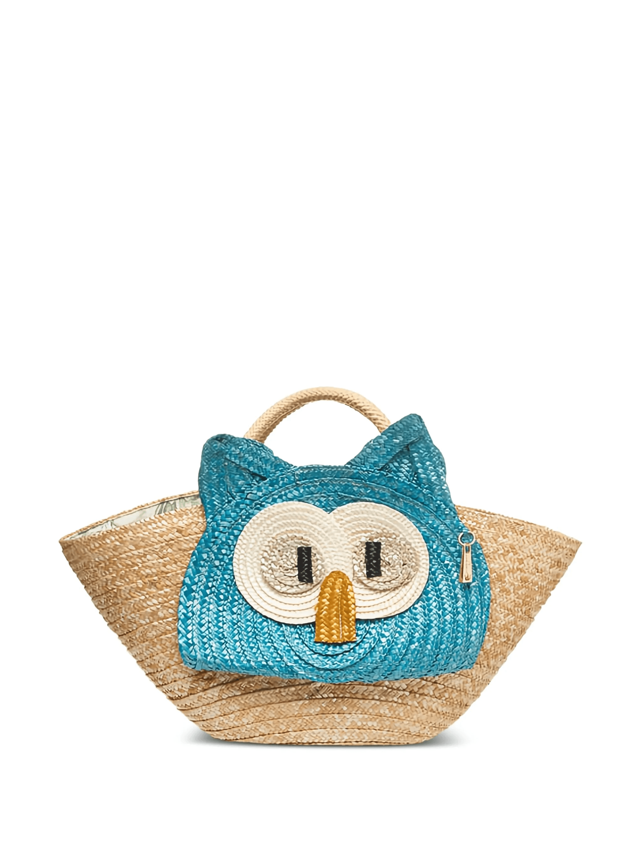 owl-face straw shoulder bag - Image 1