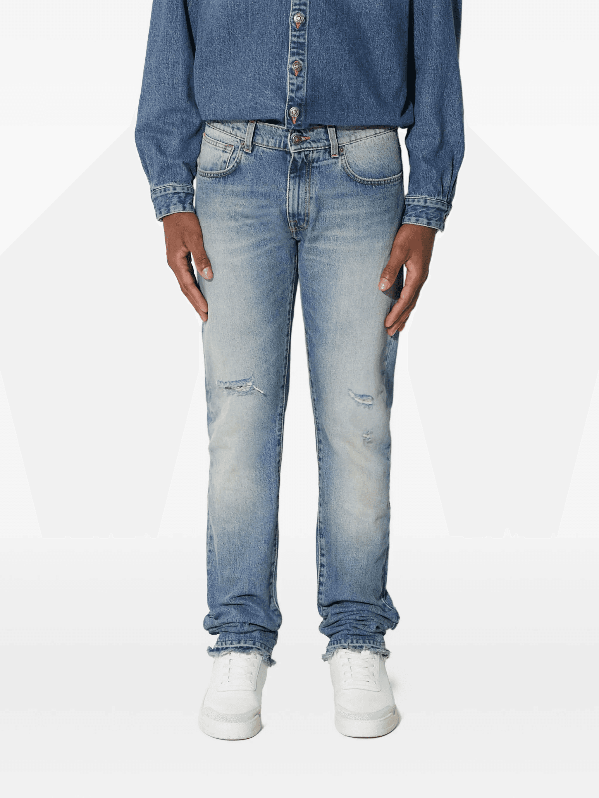 distressed-effect frayed-detail jeans - Image 1