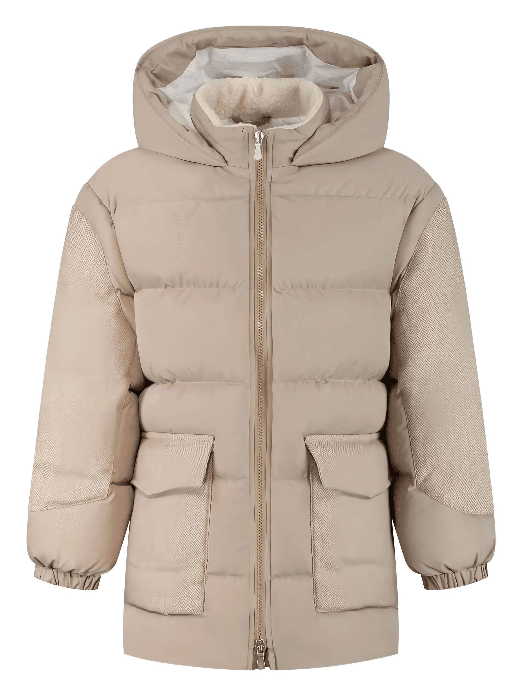 herringbone-panel puffer coat - Image 1
