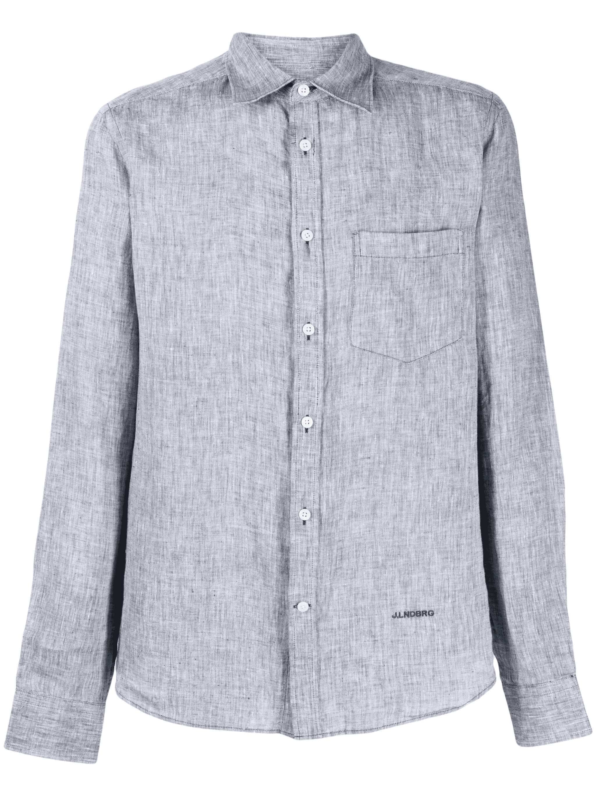 mélange-effect long-sleeve linen shirt - Image 1