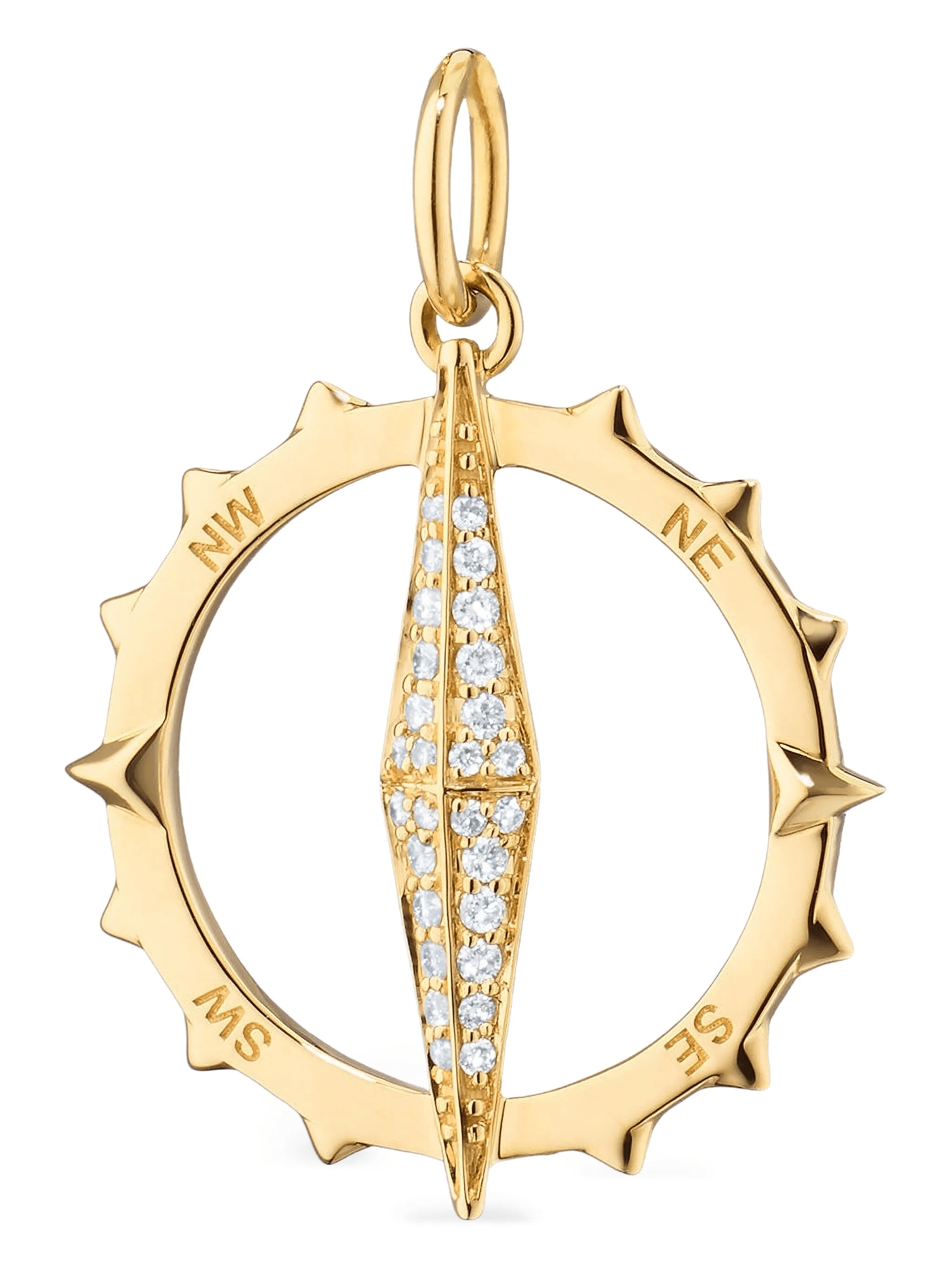 18K yellow gold Adventure Compass diamond pendant - Image 1