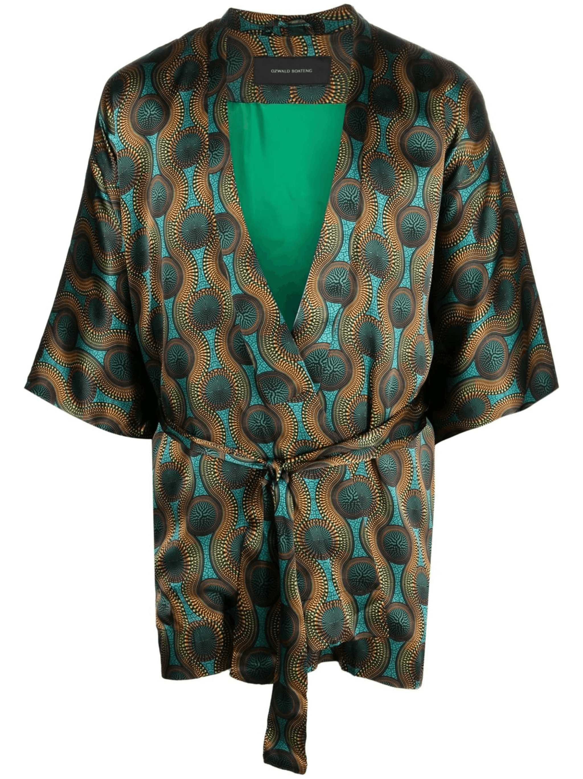 short geometric-print tie-waist jacket - Image 1