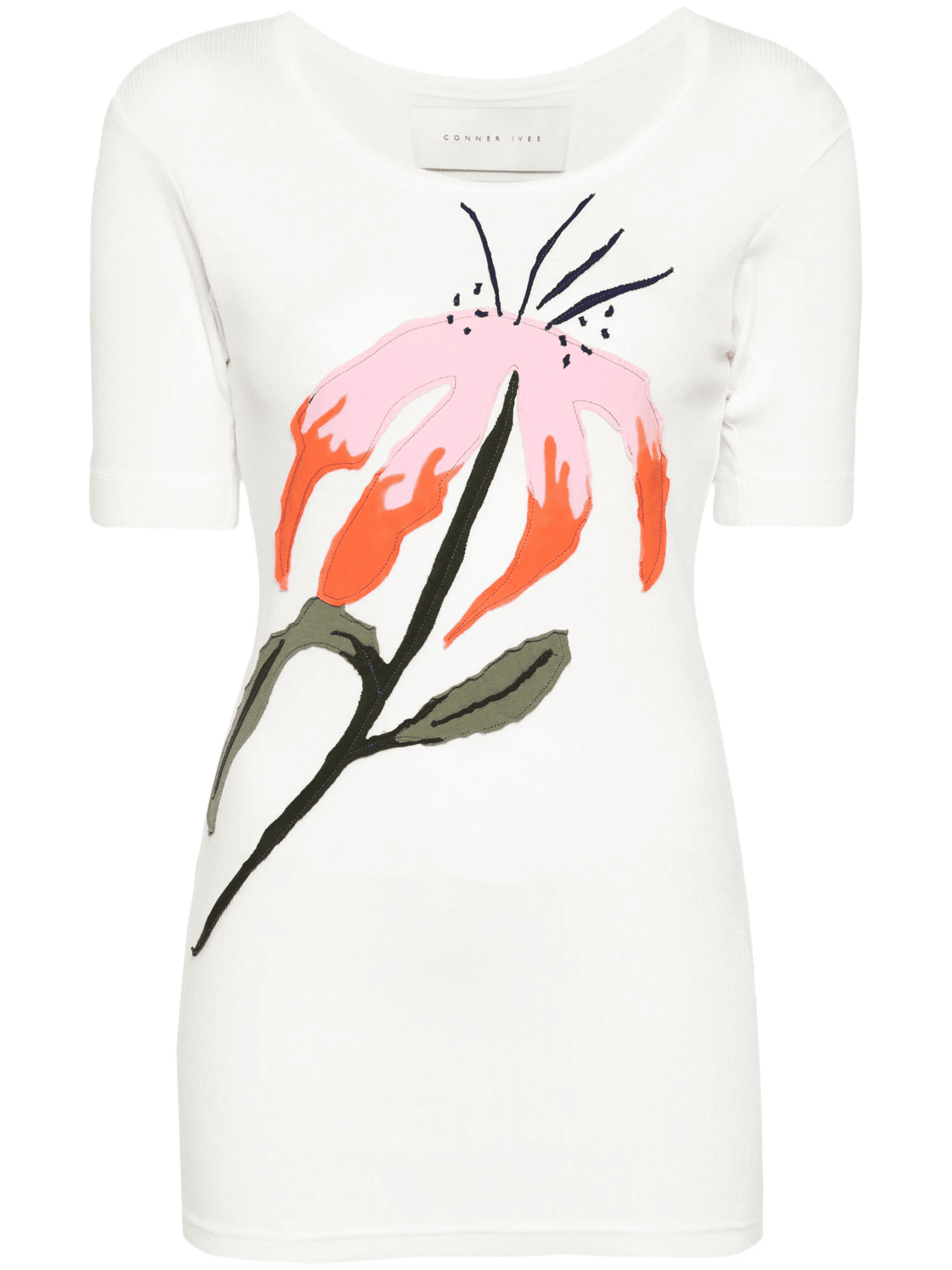 floral-patch T-shirt - Image 1