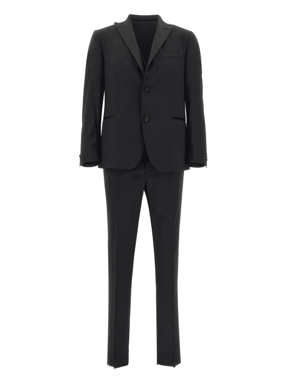 satin-trims three-piece single-breasted suit - Image 1