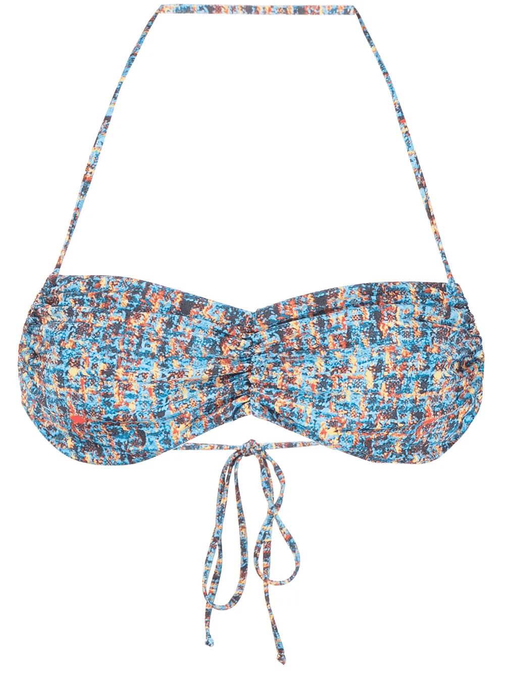 Halle tweed-print bikini top - Image 1