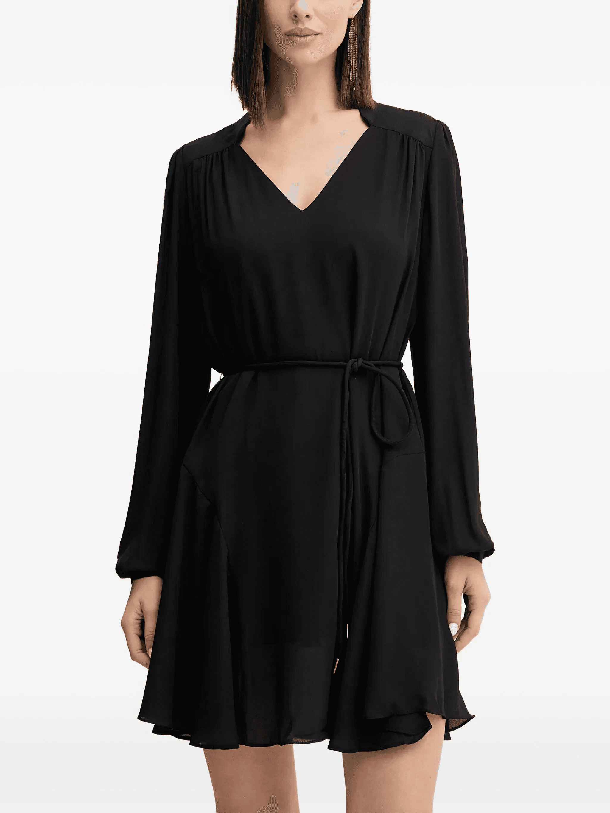 V-neck tie mini dress - Image 1