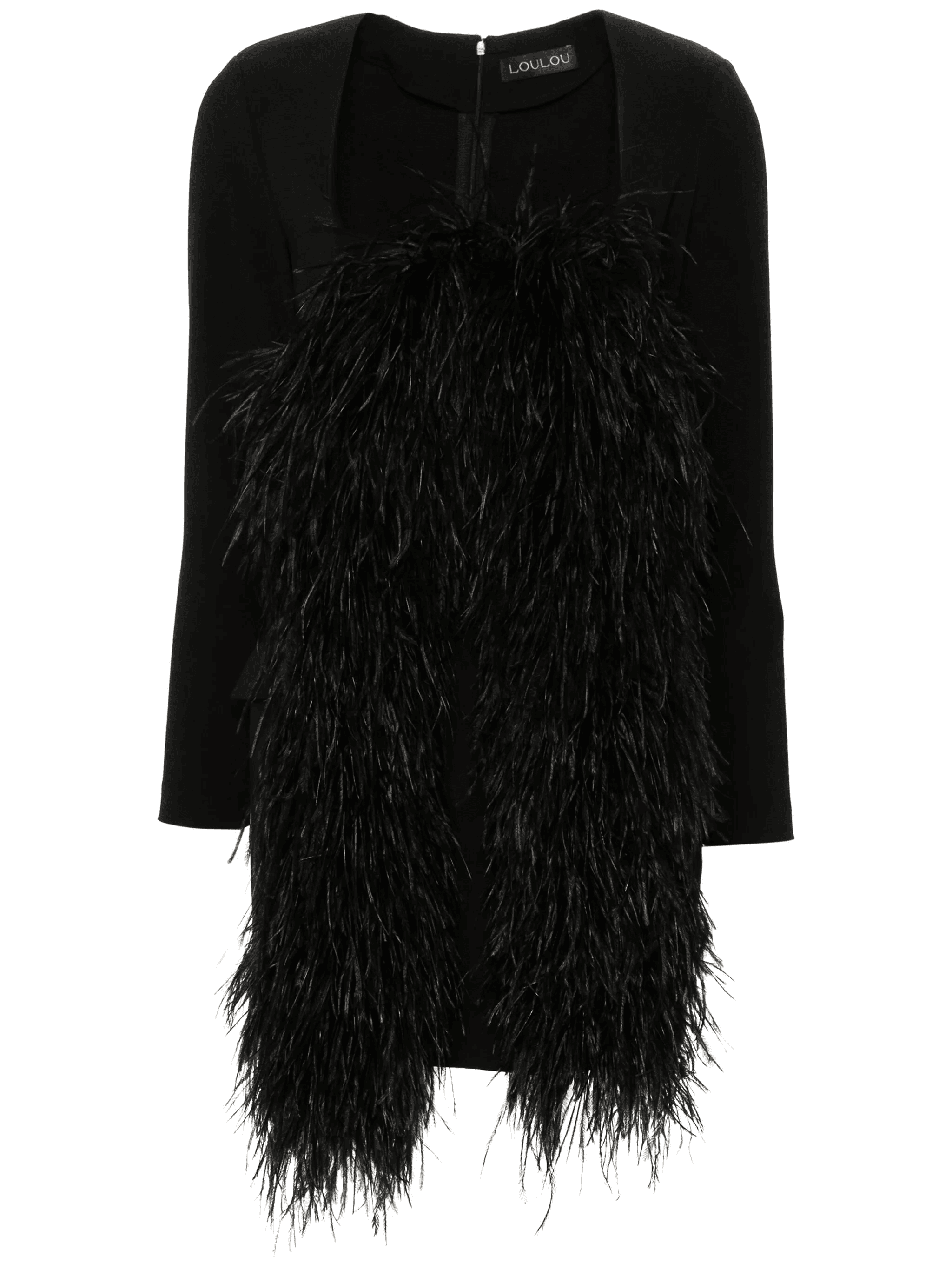 feather-trim mini dress - Image 1