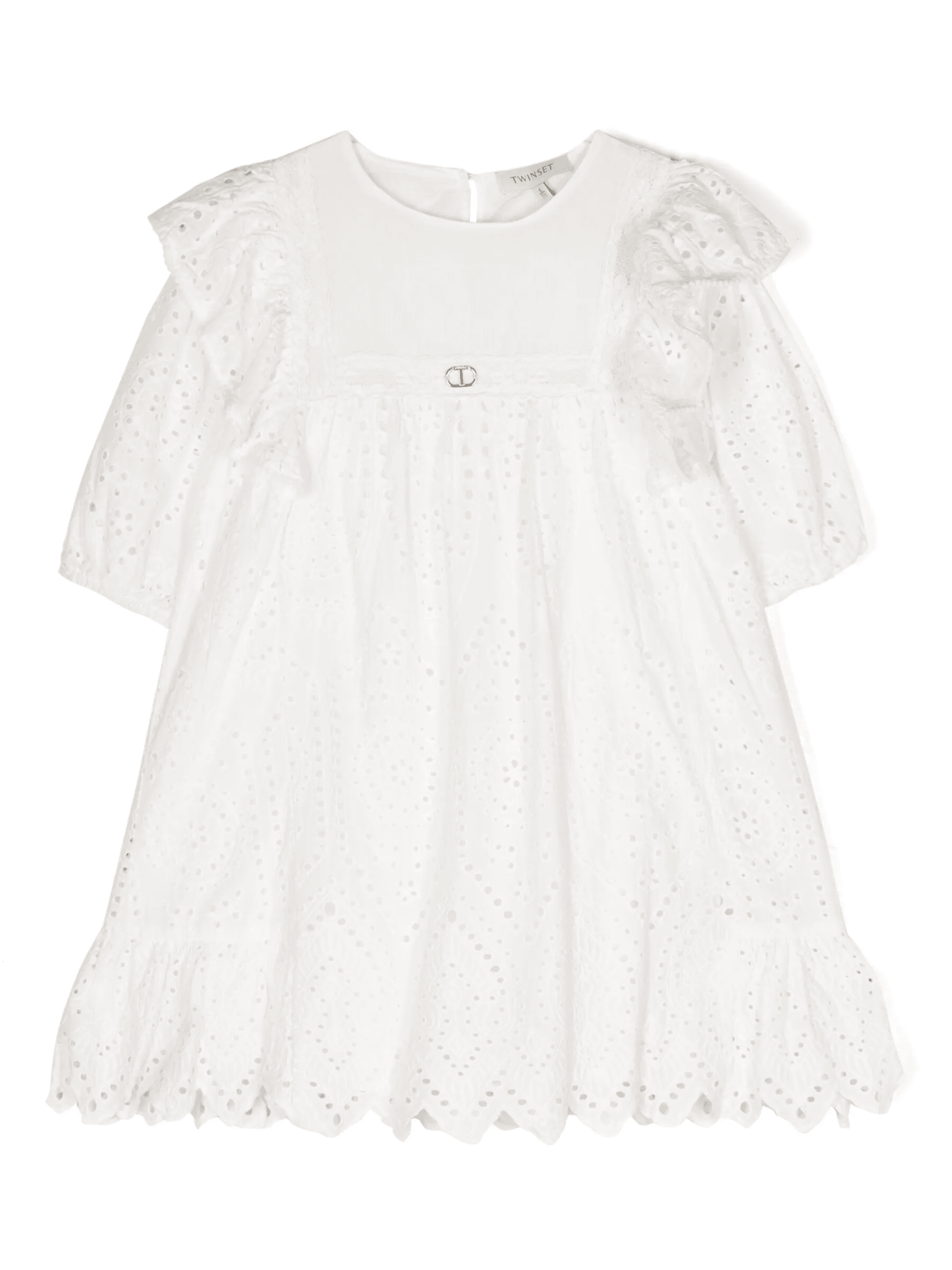 broderie-anglaise ruffled-detail dress - Image 1