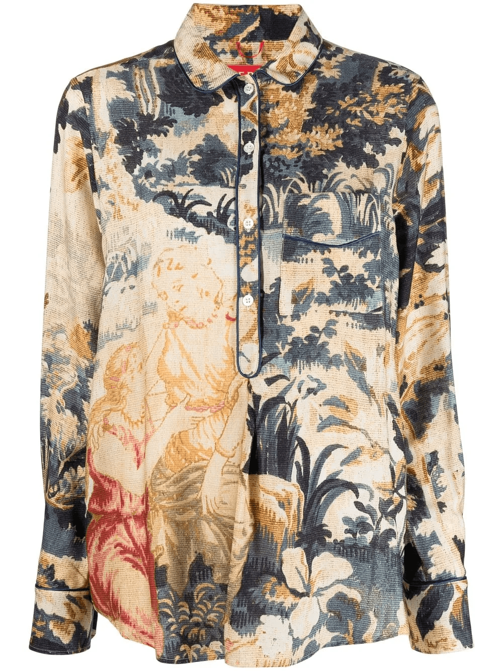 pattered-jacquard half-button shirt - Image 1