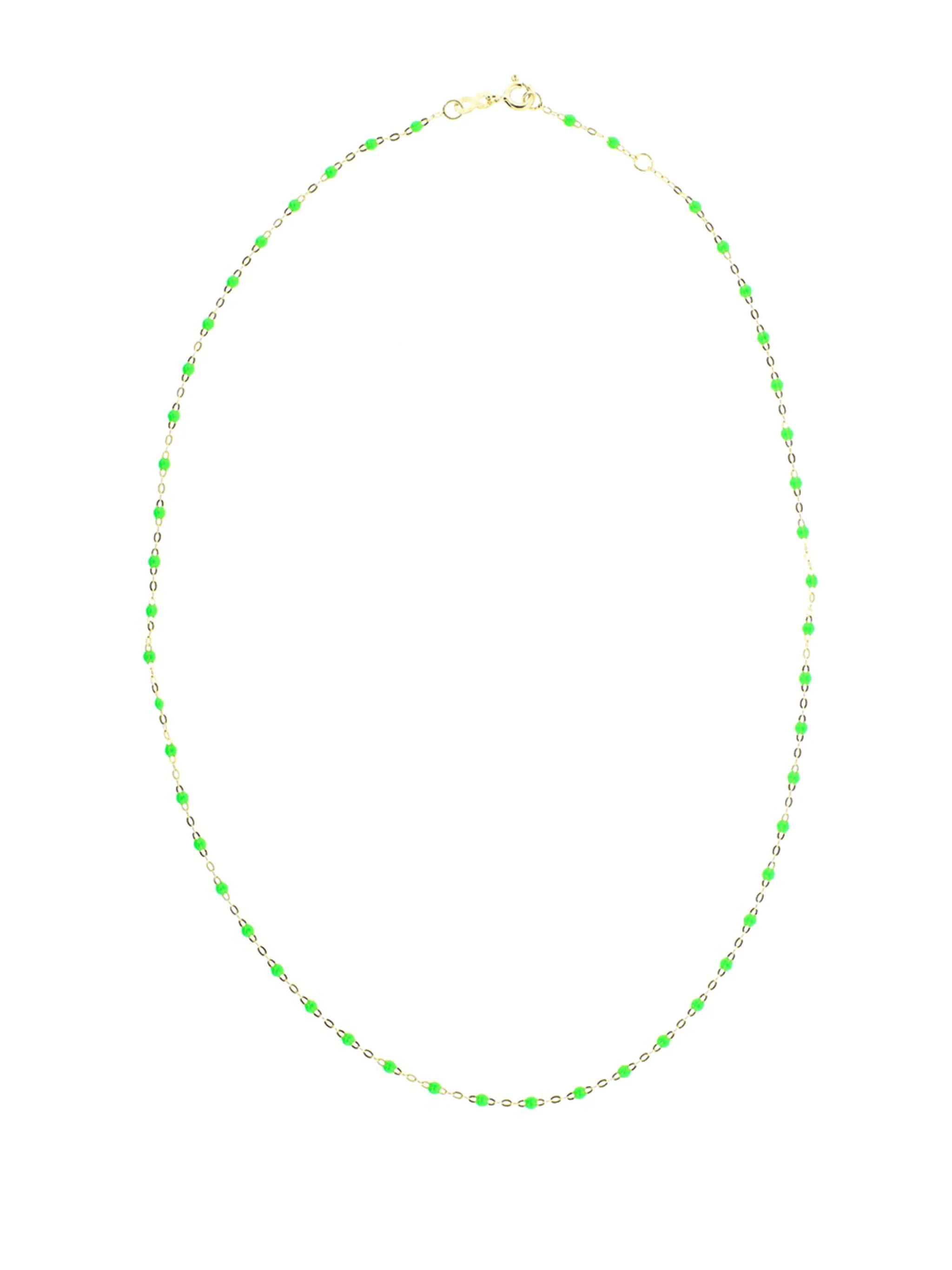 18kt yellow gold Classic Gigi neon green beaded necklace - Image 1