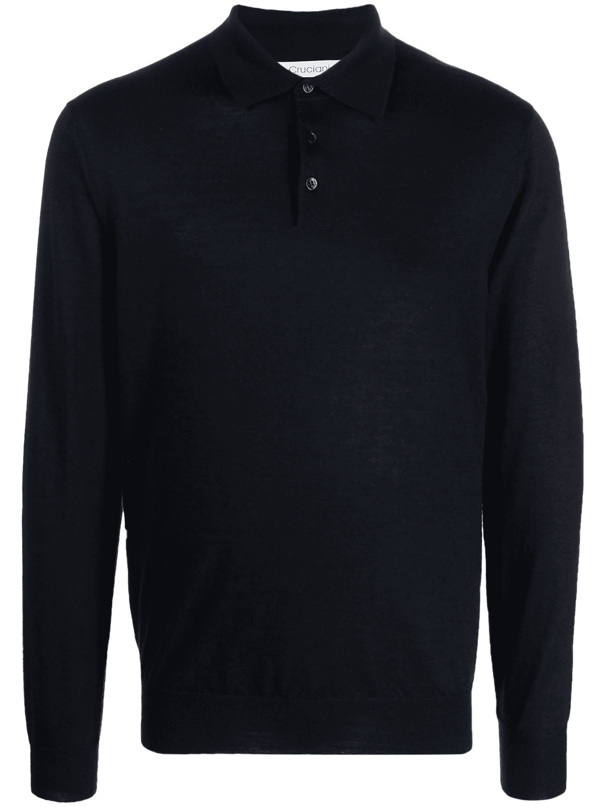 fine-knit long-sleeved polo shirt - Image 1