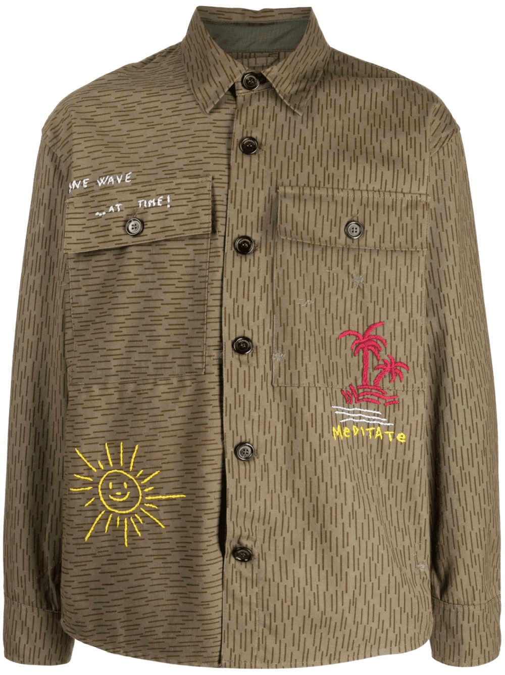 motif-embroidered cotton shirt - Image 1