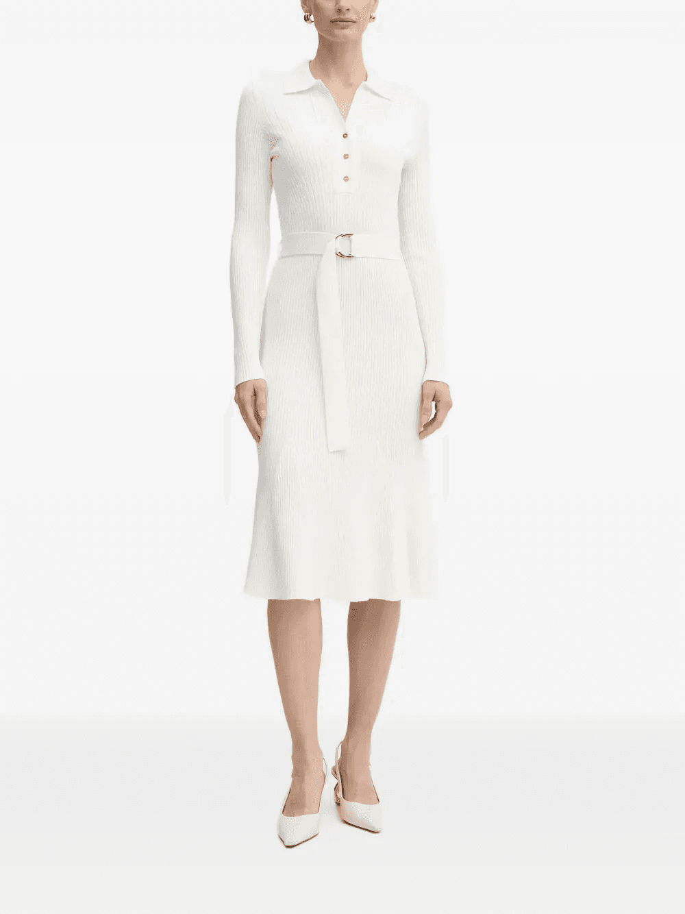 buttoned polo-collar midi dress - Image 1