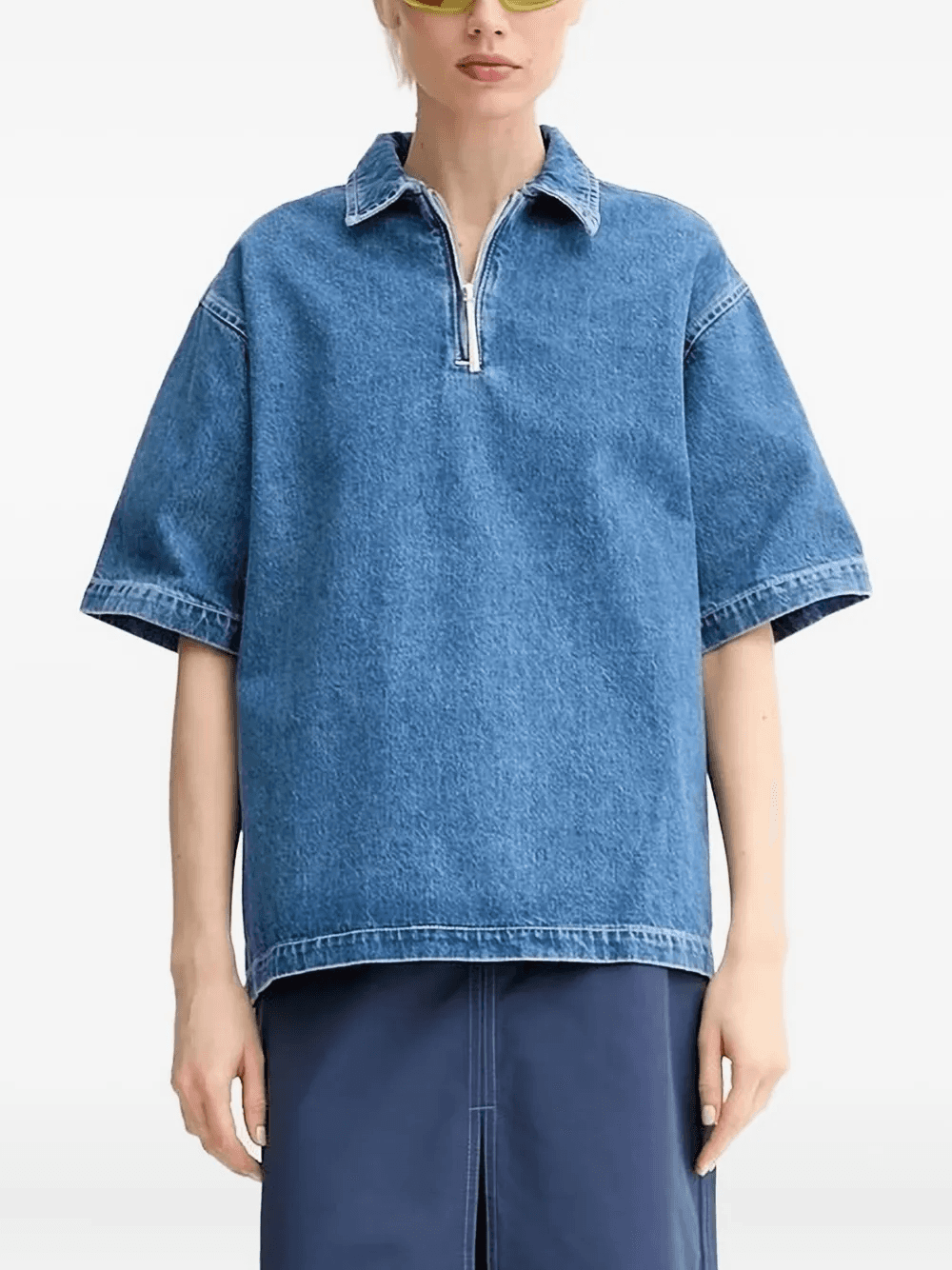 half-zip denim top - Image 1