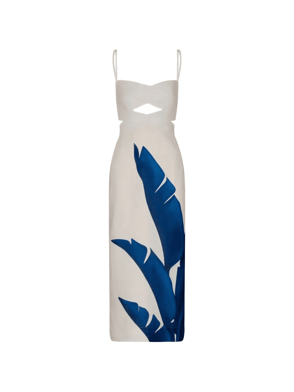 Recuerdos cut-out leaf-print midi dress - Image 1