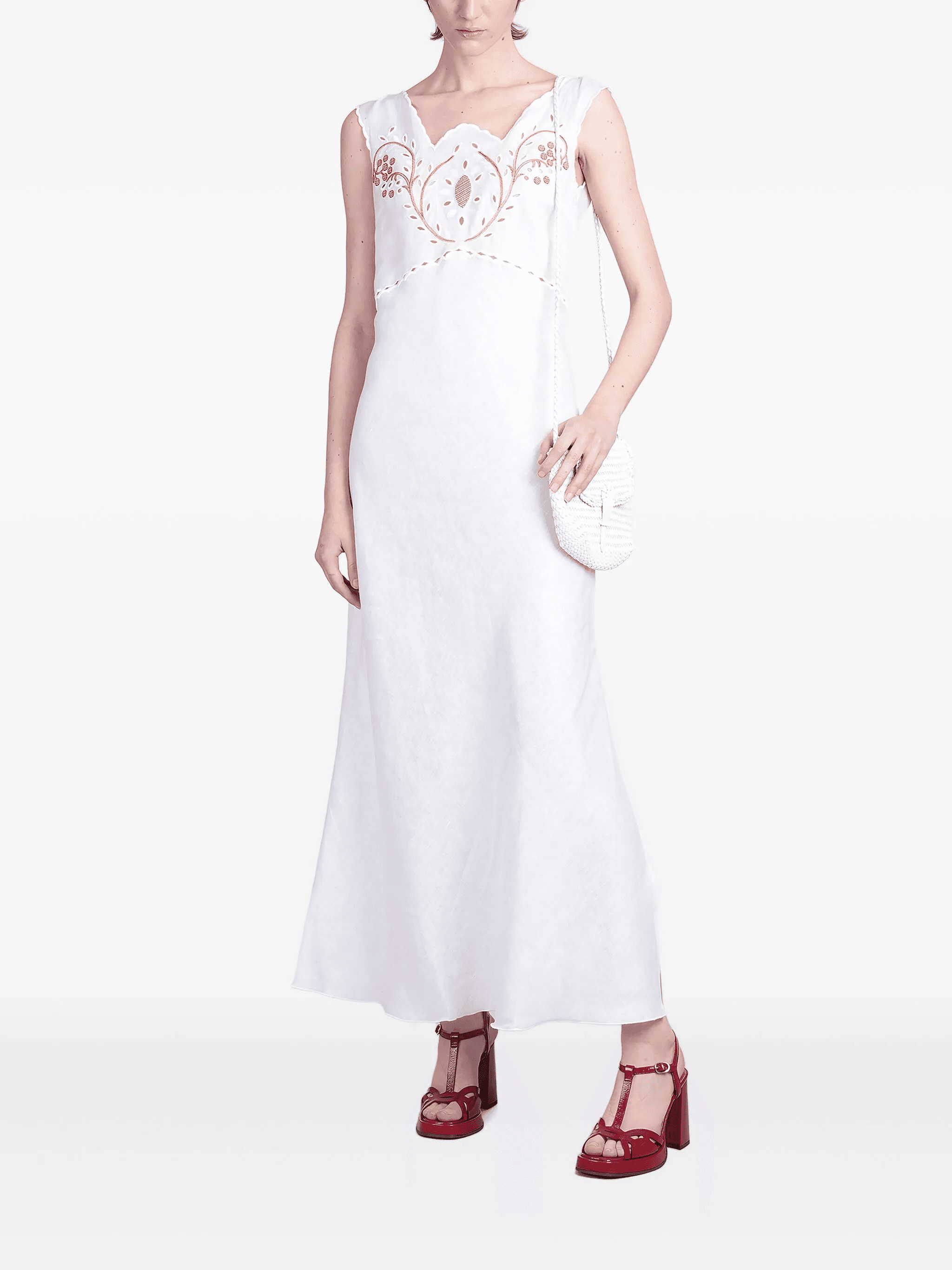 embroidery-detail midi dress - Image 1